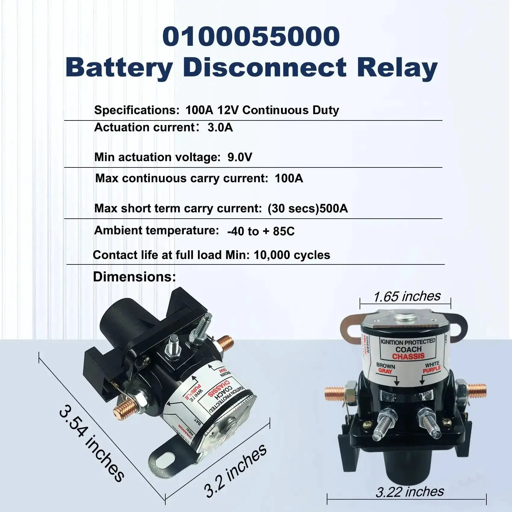 12V 100 Amp Battery Disconnect Latching Relay For RV And Automobile Battery Isolation Solenoid Replacement 01-00055-000 Cut Off Relays With Fuses And Screws Fits Intellitec Systems Easy Install - Image 6