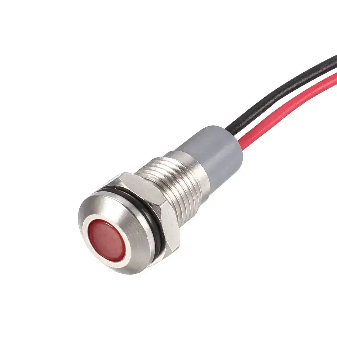12V-24V AC DC Red LED Indicator Light, 8mm Panel Mount, Waterproof Metal Shell Warning Lamp For Cars, Motorcycles, Boats Built To Last IP66 Rating, 30,000 Hour Life