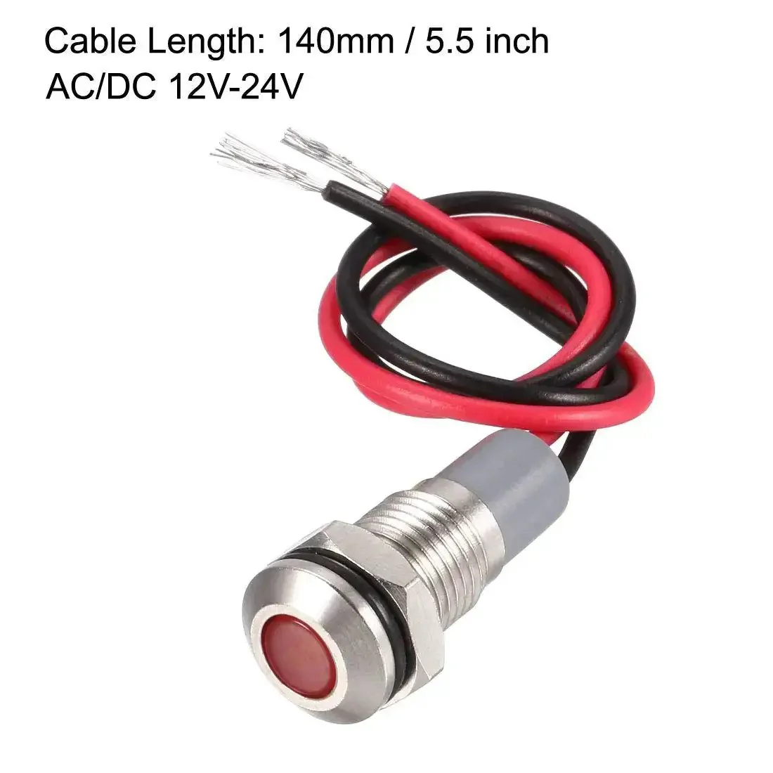 12V-24V AC DC Red LED Indicator Light, 8mm Panel Mount, Waterproof Metal Shell Warning Lamp For Cars, Motorcycles, Boats Built To Last IP66 Rating, 30,000 Hour Life - Image 3
