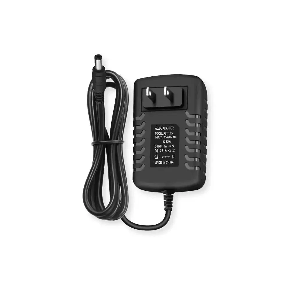 12V 2A DC Power Supply Universal AC Adapter 100-240V Input 50 60 Hz 24W Max With 5.5mm x 2.5mm Barrel Plug Center Positive Powers Routers Modems CCTV Cameras Small Monitors And Other Low Draw Gear