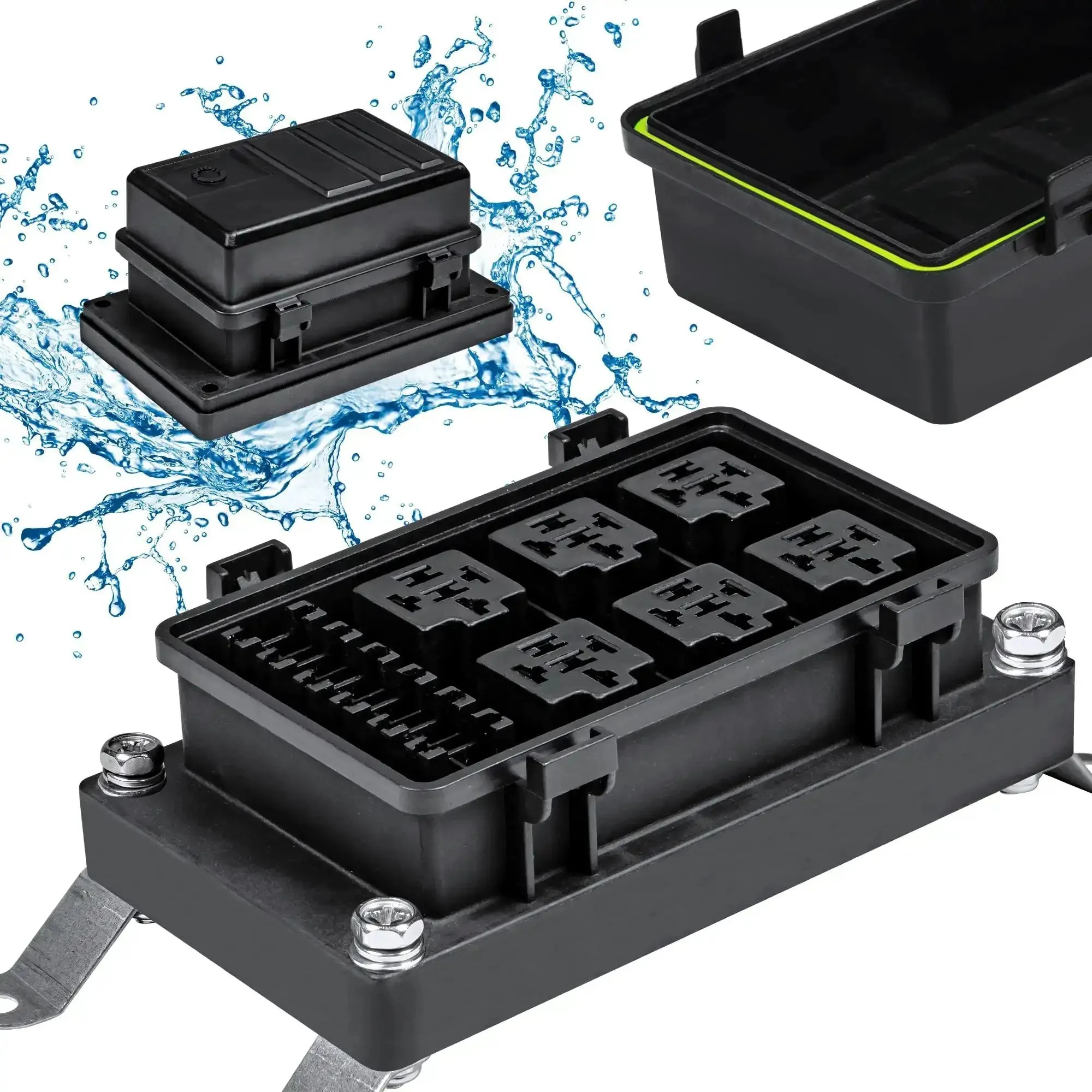 12V DC Auto Waterproof Fuse And Relay Box With Six Relay Sockets And Six Fusible Holders Bosch Style Relays Holder For Cars Boats Marine Lighting Equipment