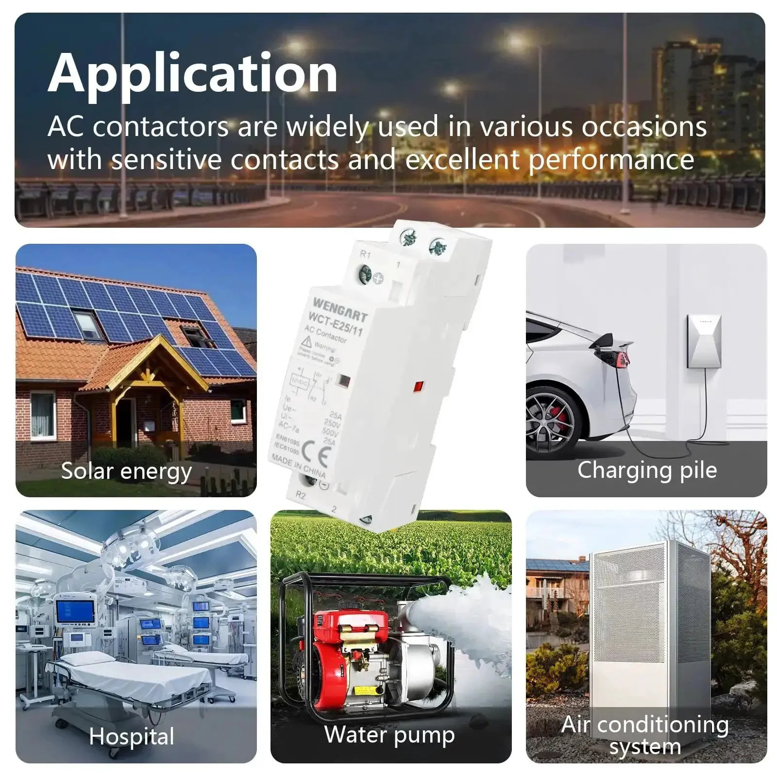 12V DC Coil Contactor 25 Amp 2 Pole Normally Open Noise Free Switch For RV, Solar And Smart Systems, 35mm DIN Rail Mount, Energy Saving DC Contactor WCT-E25 - Image 7