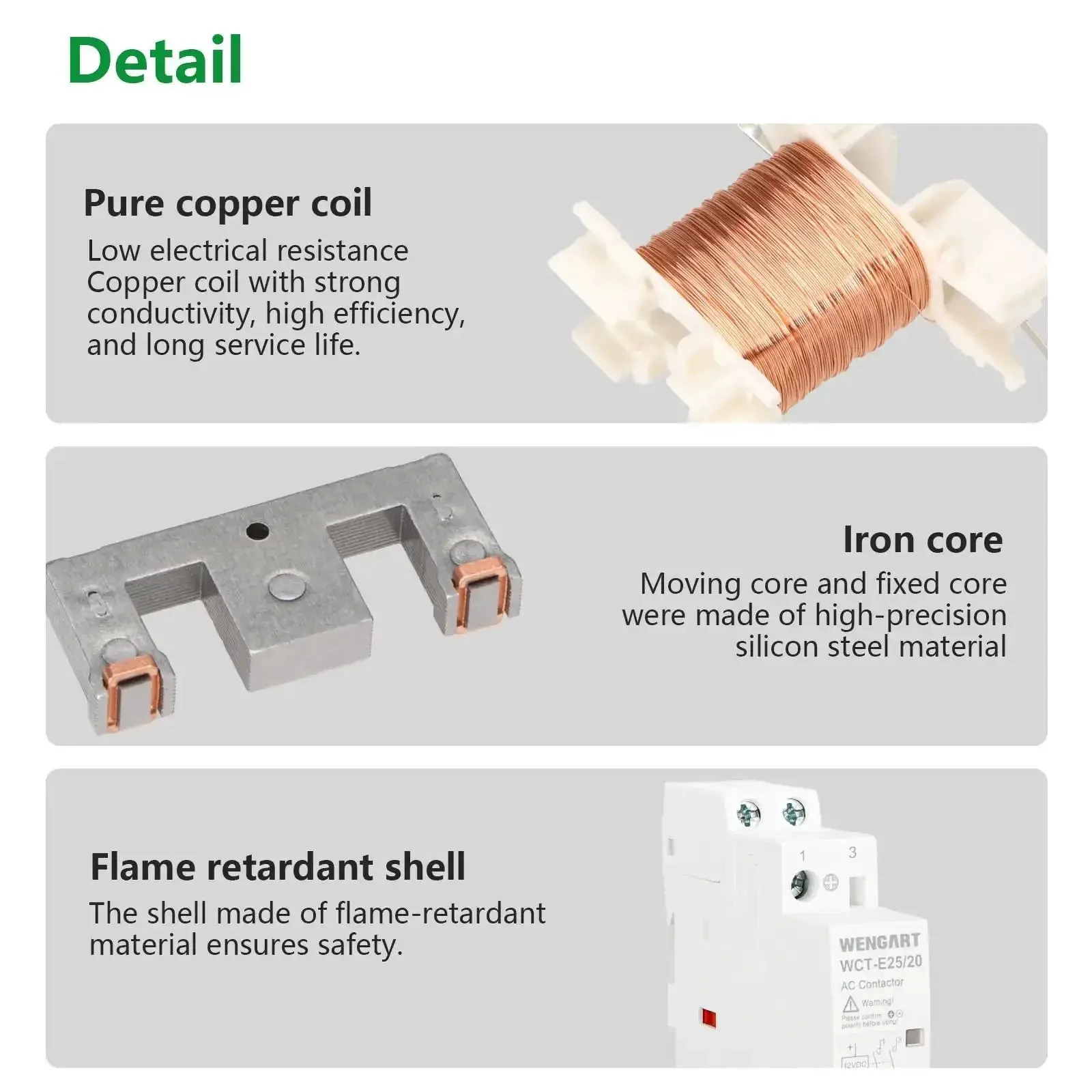 12V DC Coil Contactor 25 Amp 2 Pole Normally Open Noise Free Switch For RV, Solar And Smart Systems, 35mm DIN Rail Mount, Energy Saving DC Contactor WCT-E25 - Image 8