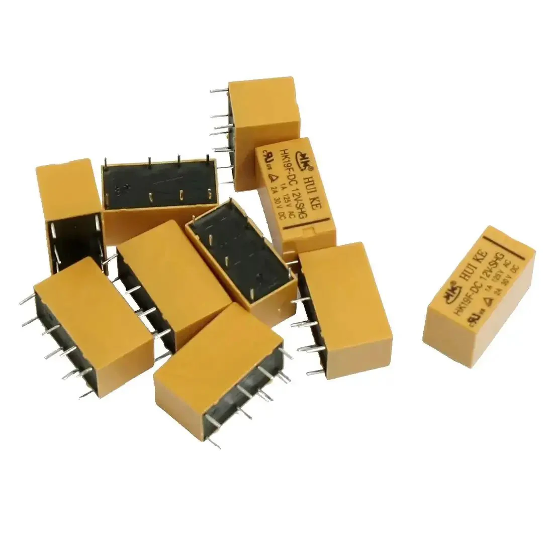 12V DC Coil DPDT 8 Pin PCB Power Relay Pack Of 10 HK19F General Purpose 1A At 125V AC And 2A At 30V DC Compact 2x0.9x1.5 Cm Yellow PCB Relay For DIY Electronics And Projects