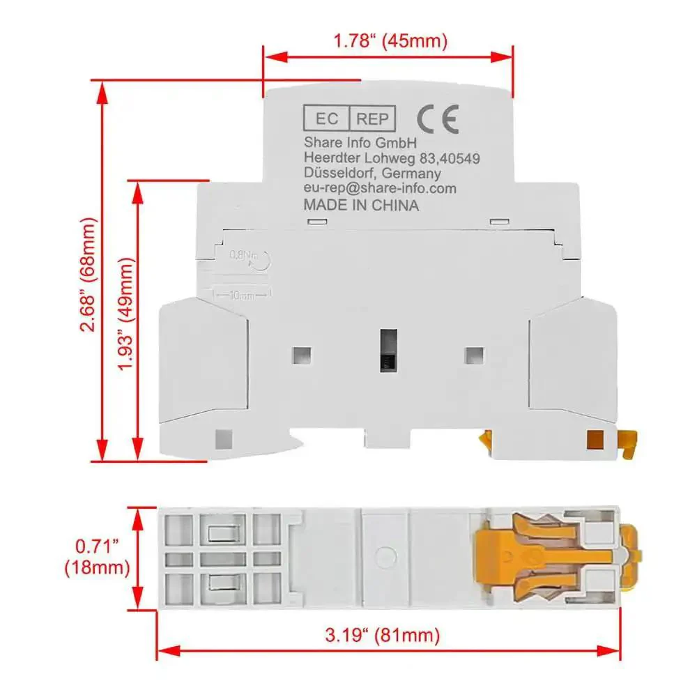 12V DC Contactor 25A 2 Pole With 2 NO Contacts DIN Rail Mount 35mm DIY Ready For Home Power Control 230V AC Switching 500V Ui 12V Coil Universal Household Circuit Control - Image 6