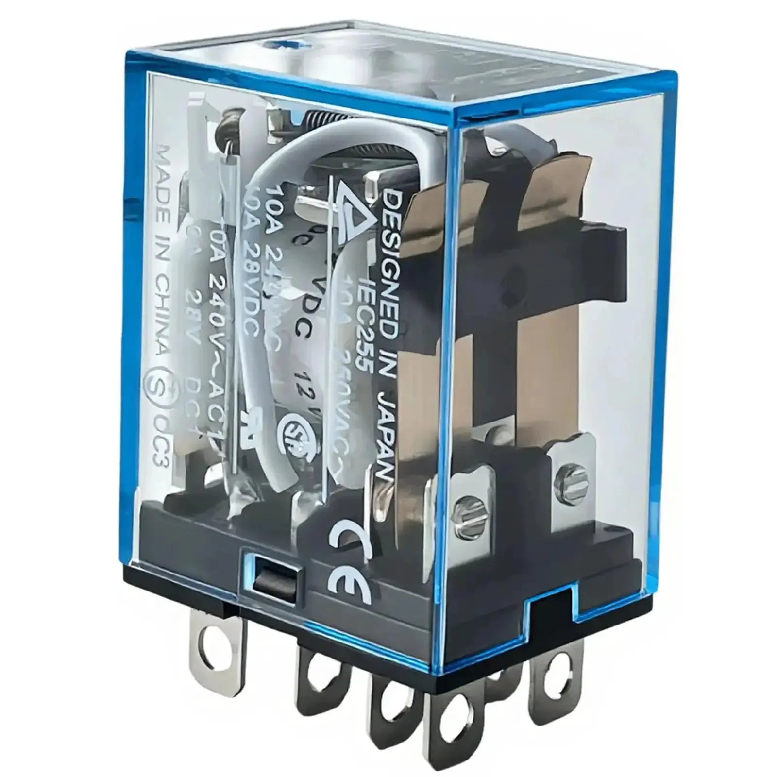 12V DC DPDT Power Relay With LED Indicator Beefy 10A At 250VAC Or 30VDC 8 Pin Plug In Base Form C Contacts Ice Cube Housing General Purpose Control Relay For Quick Diagnostics And Reliable Switching - Image 2