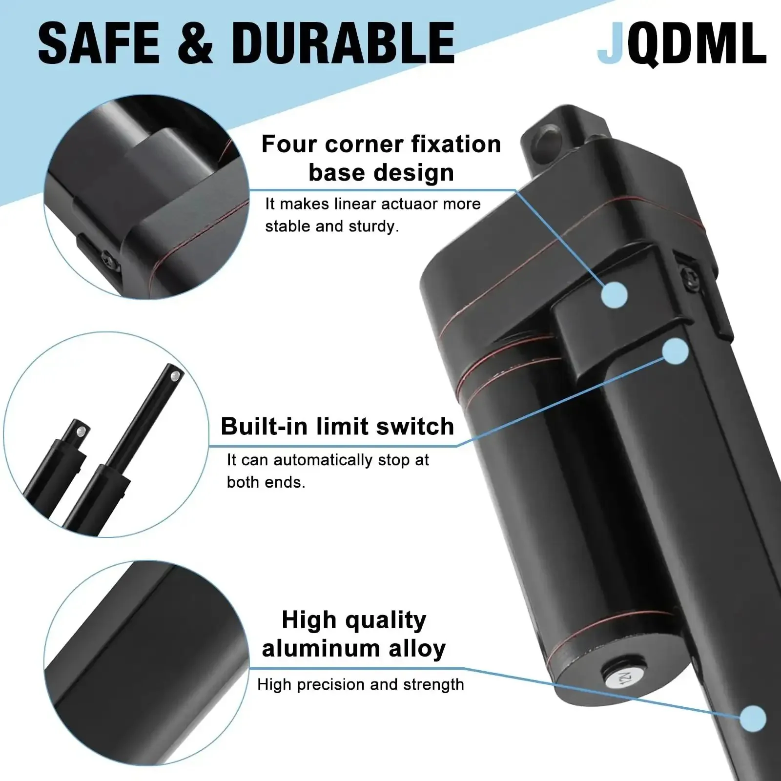 12V DC Linear Actuator 176 Lbs 800N High Speed 0.78 Inches Per Second Stroke 4 Inches IP65 Waterproof Electric Actuator With Mounting Brackets For Door Opener Solar Tracker And Electric Lifting System - Image 3