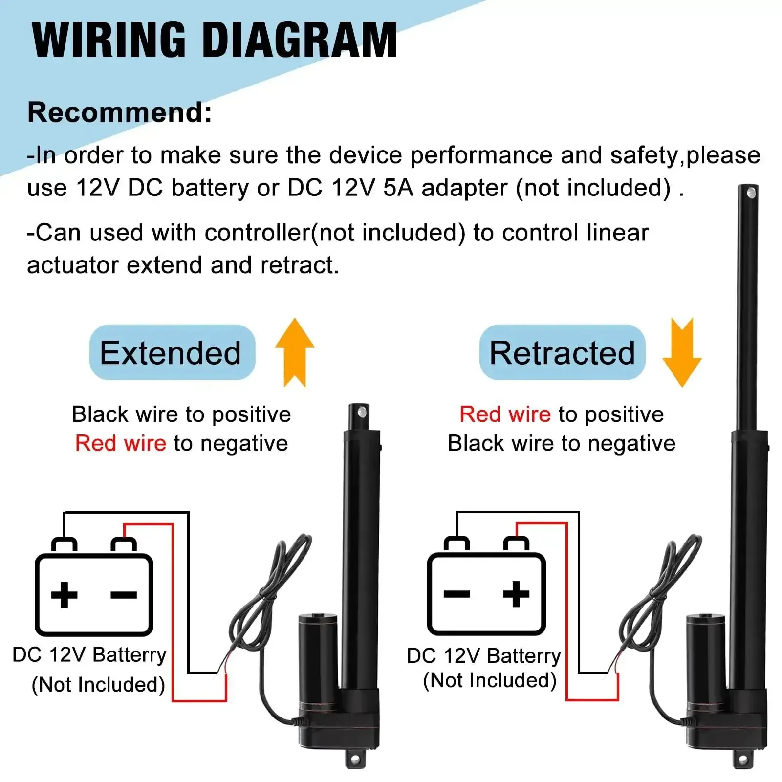 12V DC Linear Actuator 176 Lbs 800N High Speed 0.78 Inches Per Second Stroke 4 Inches IP65 Waterproof Electric Actuator With Mounting Brackets For Door Opener Solar Tracker And Electric Lifting System - Image 6