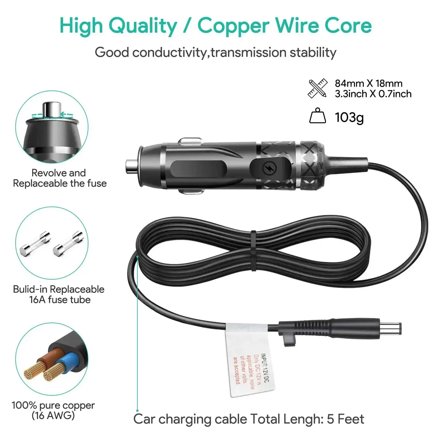 12V DC Power Cord Cable For DreamStation 2 Auto CPAP BiPAP Machines With Cigarette Lighter Car Plug Adapter Easy Power Accessory For DreamStation Pro Series Sleep Therapy - Image 6