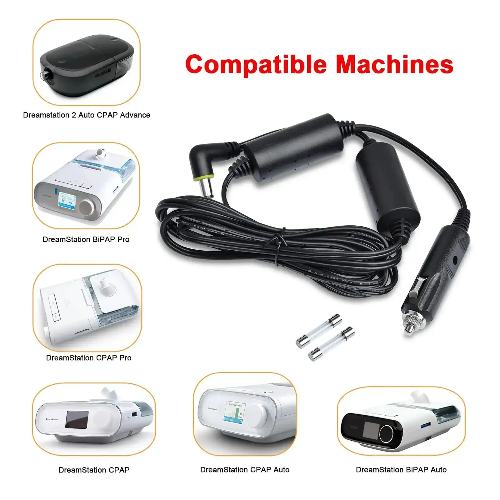 12V DC Power Cord For DreamStation CPAP BiPAP Car Charger Cable On The Go With Cigarette Lighter Six Point Five Ft Replacement Power Adapter For DreamStation 2 Auto CPAP Pro And Auto Models - Image 5
