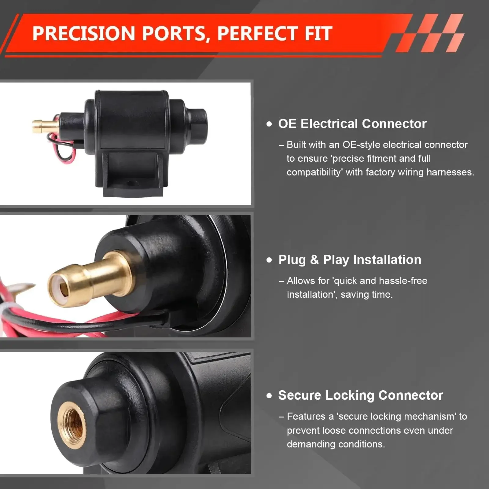 12V Electric Fuel Pump For Cars, Trucks, Boats And Generators, Delivers 2 To 3.5 PSI And 28 GPH Flow, Three Eighth Inch Inlet And Outlet, Compatible With Gasoline And Diesel Engines, Easy Install, Durable Marine And Auto Ready Fuel Transfer Pump - Image 5