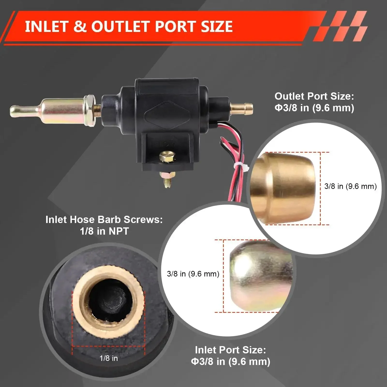 12V Electric Fuel Pump For Cars, Trucks, Boats And Generators, Delivers 2 To 3.5 PSI And 28 GPH Flow, Three Eighth Inch Inlet And Outlet, Compatible With Gasoline And Diesel Engines, Easy Install, Durable Marine And Auto Ready Fuel Transfer Pump - Image 6