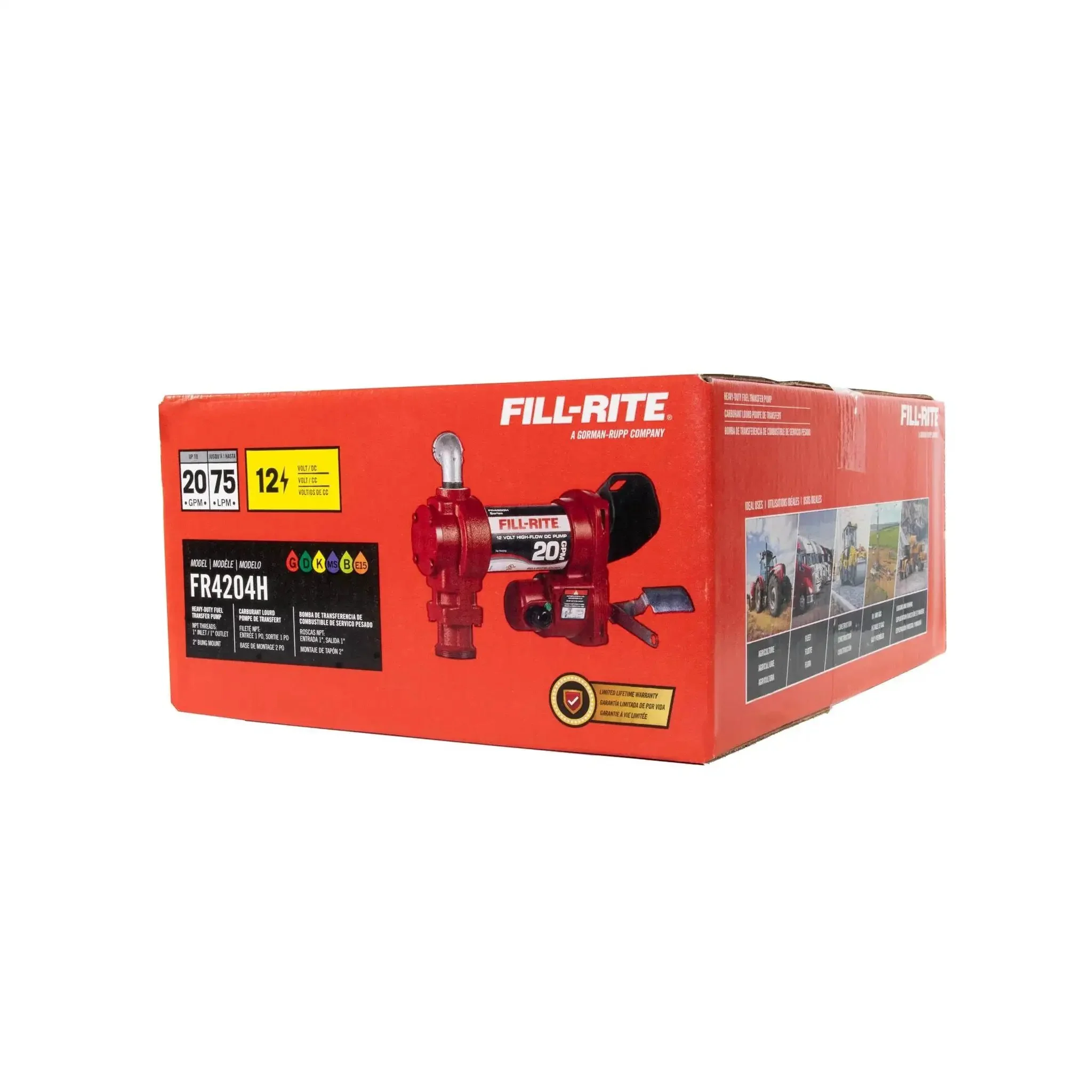 12V Fuel Transfer Pump 20 GPM Pump Only Durable Cast Iron Construction Handles Gasoline Diesel Kerosene Ethanol Methanol Biodiesel Blends Easy Installation With Removable Junction Box Rotates 180 Degrees Lifetime Warranty - Image 2