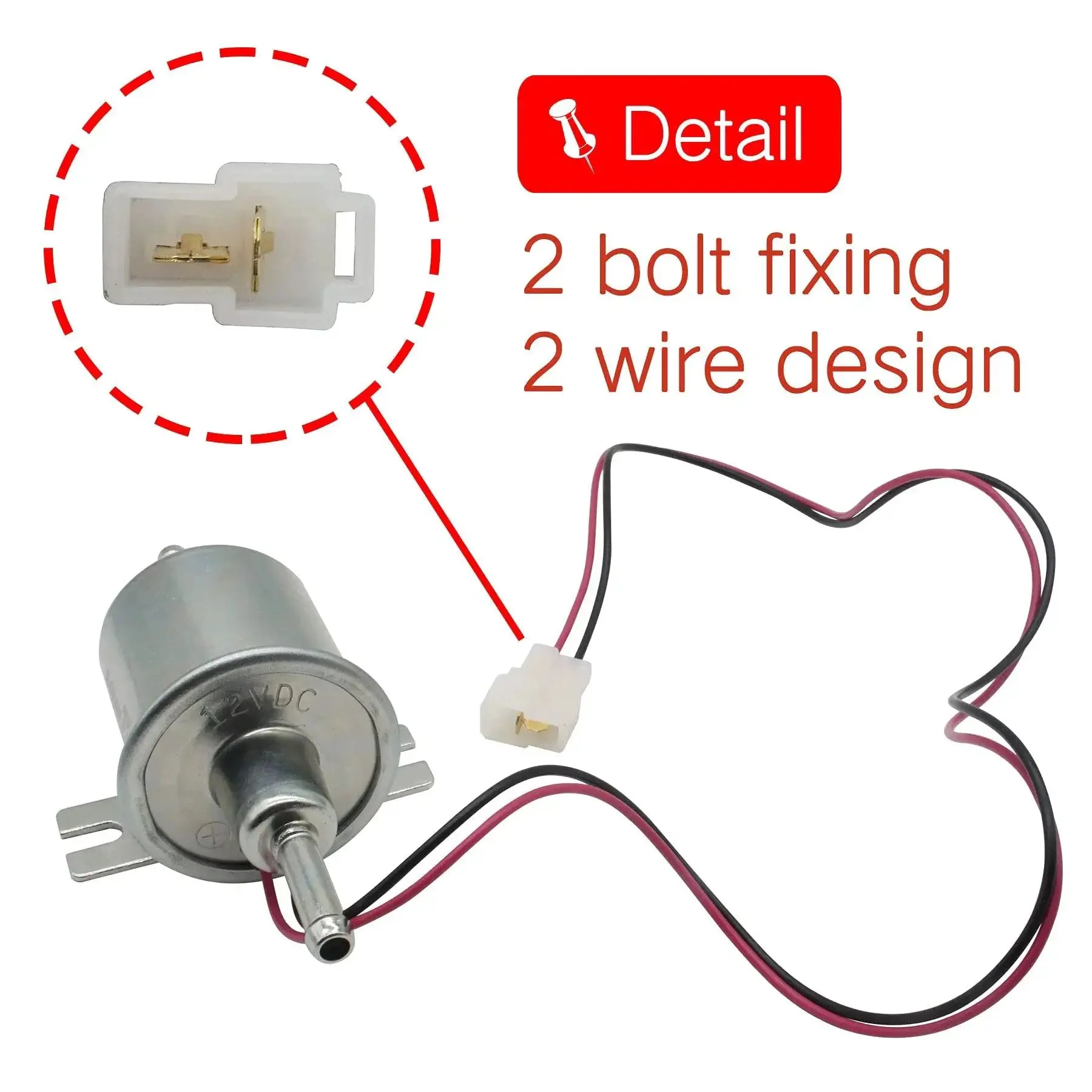 12V Inline Electric Fuel Pump Low Pressure 5-9 PSI For Gas And Diesel Universal Fit Metal Solid Body Compatible With Carburetors For Cars Trucks Boats Lawn Mowers Generators Forklifts HEP-02A - Image 4