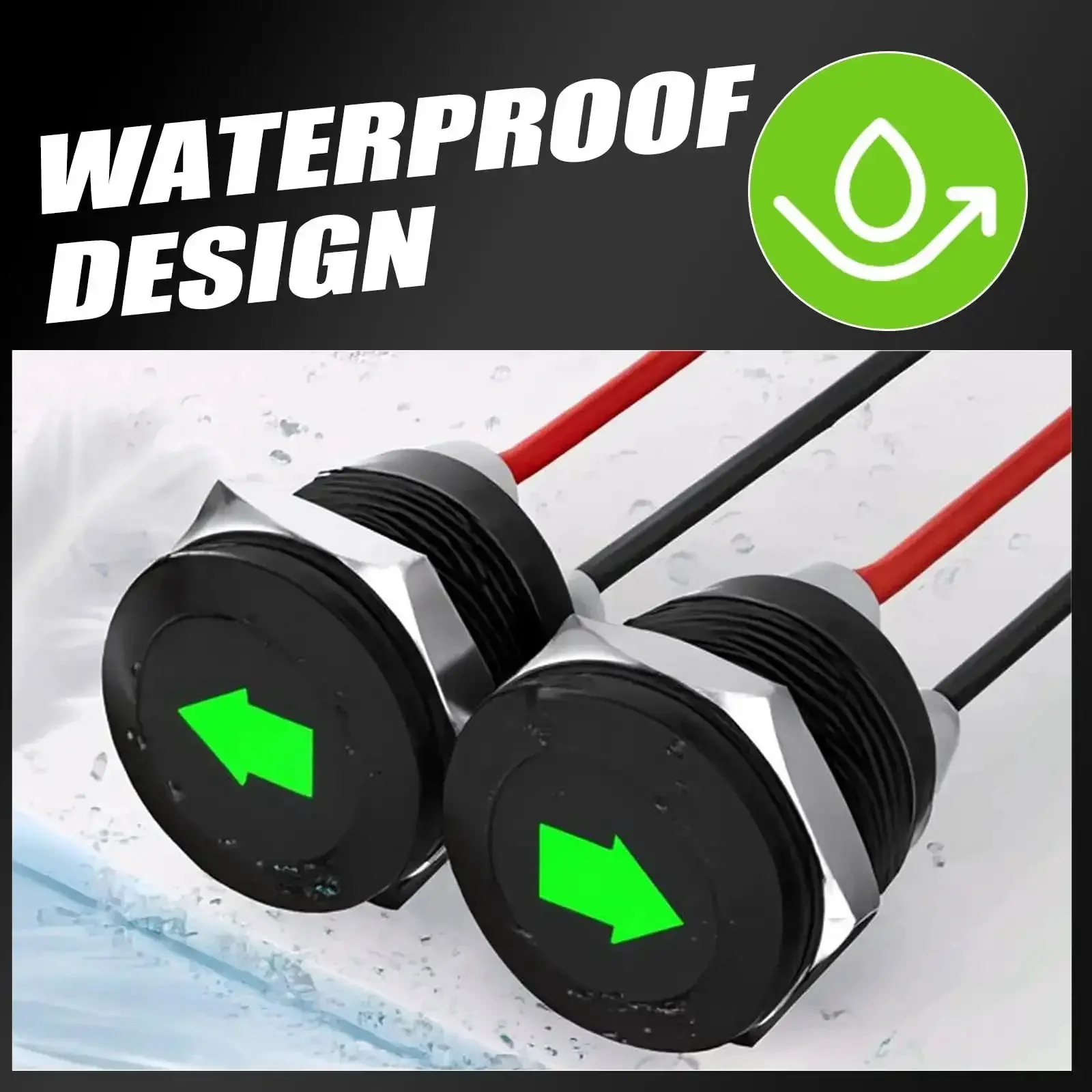 12V LED Turn Signal Indicators 2 Pack Waterproof Panel Mount Lights With Left And Right Arrows For Car Dash And Boat Use High Brightness Durable Waterproof Design - Image 2