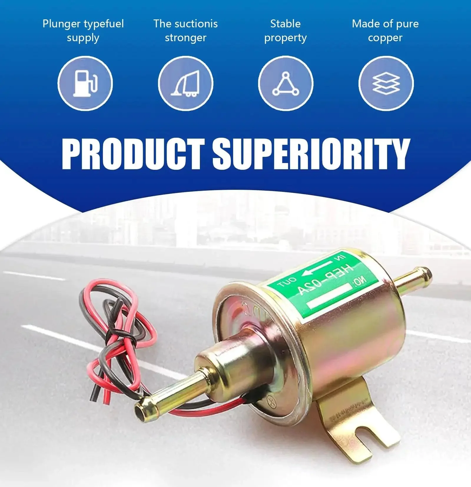 12V Low Pressure Electric Fuel Pump Replacement For Cars And Motorcycles Plunger Type Oil Pump Universal Fit Transfer Pump With Gold Aluminum Body Plug And Play Design High Efficiency Oil And Fuel Delivery For Smooth Starts And Reliable Performance - Image 5