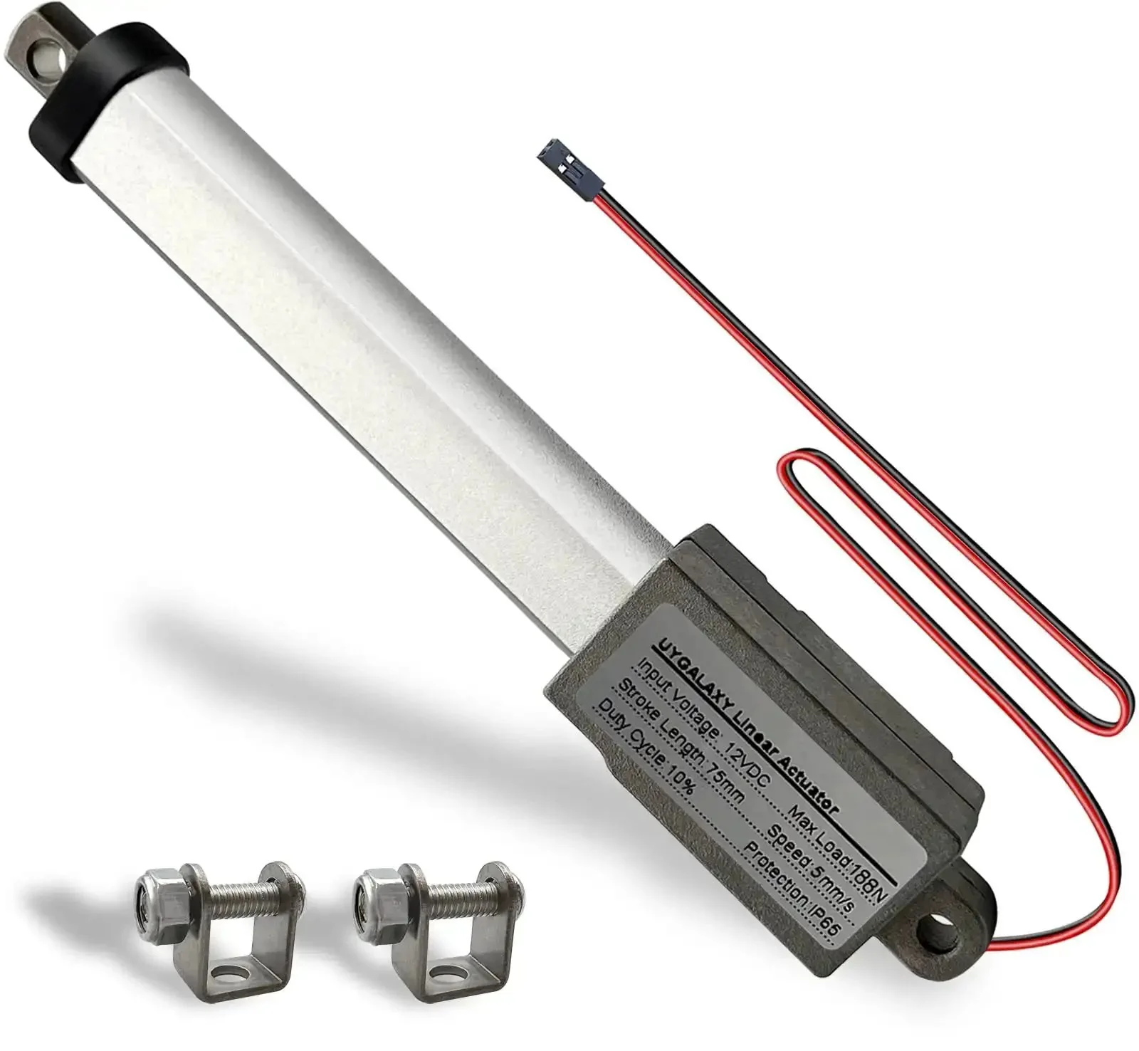 12V Mini Electric Linear Actuator 3 Inch Stroke Beefy 188N 42lb Thrust 0.2 Inch Per Second Speed IP65 Waterproof Metal Actuator With Mounting Brackets For DIY Fan Blades Cabinets Window Lift And Robot Projects