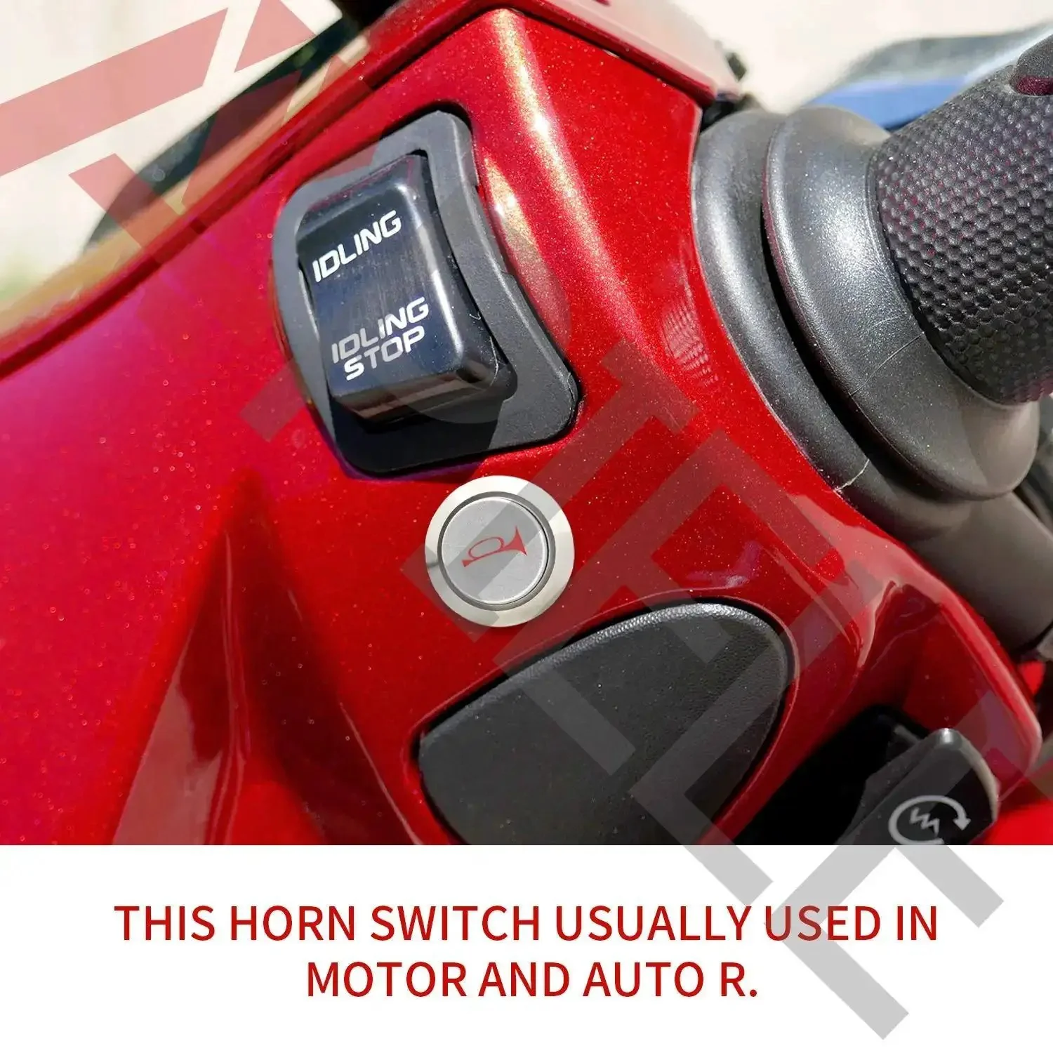 12V Momentary Horn Push Button Switch With 19mm Mounting Hole Three Quarters Inch SPDT 1NO 1NC Pre Wiring Socket For Car Auto Motorcycle Blue LED Illuminated - Image 2