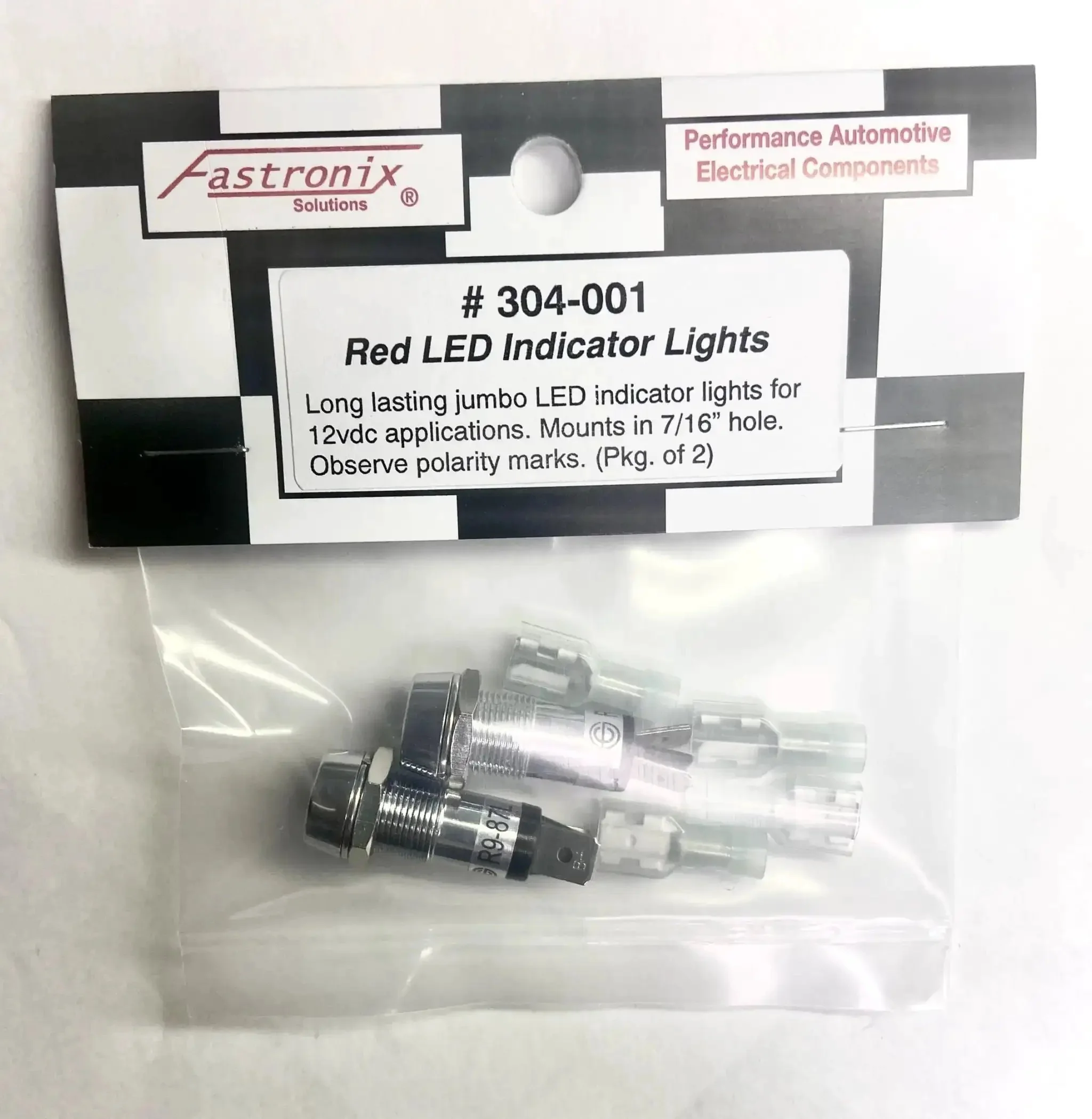 12V Red LED Automotive Indicator Light Kit With Terminals 2 Pack Panel Mount Ready For One Quarter Inch Thick Panels Includes Four Quick Connect Spade Terminals Chrome Housing For A Slick Ride - Image 2