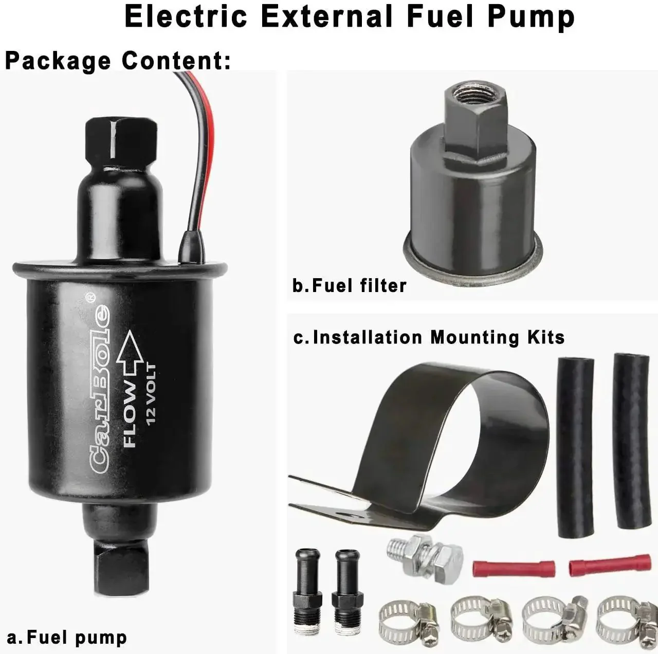 12V Universal Electric Fuel Pump With 5 To 9 PSI Output And 30 GPH Flow For Gasoline And Diesel Transfer Five Sixteenth Inch Inlet And Outlet, Ideal For Carburetor Engines, Not Suitable For E85 Ethanol Methanol Or Race Fuel, Black - Image 4