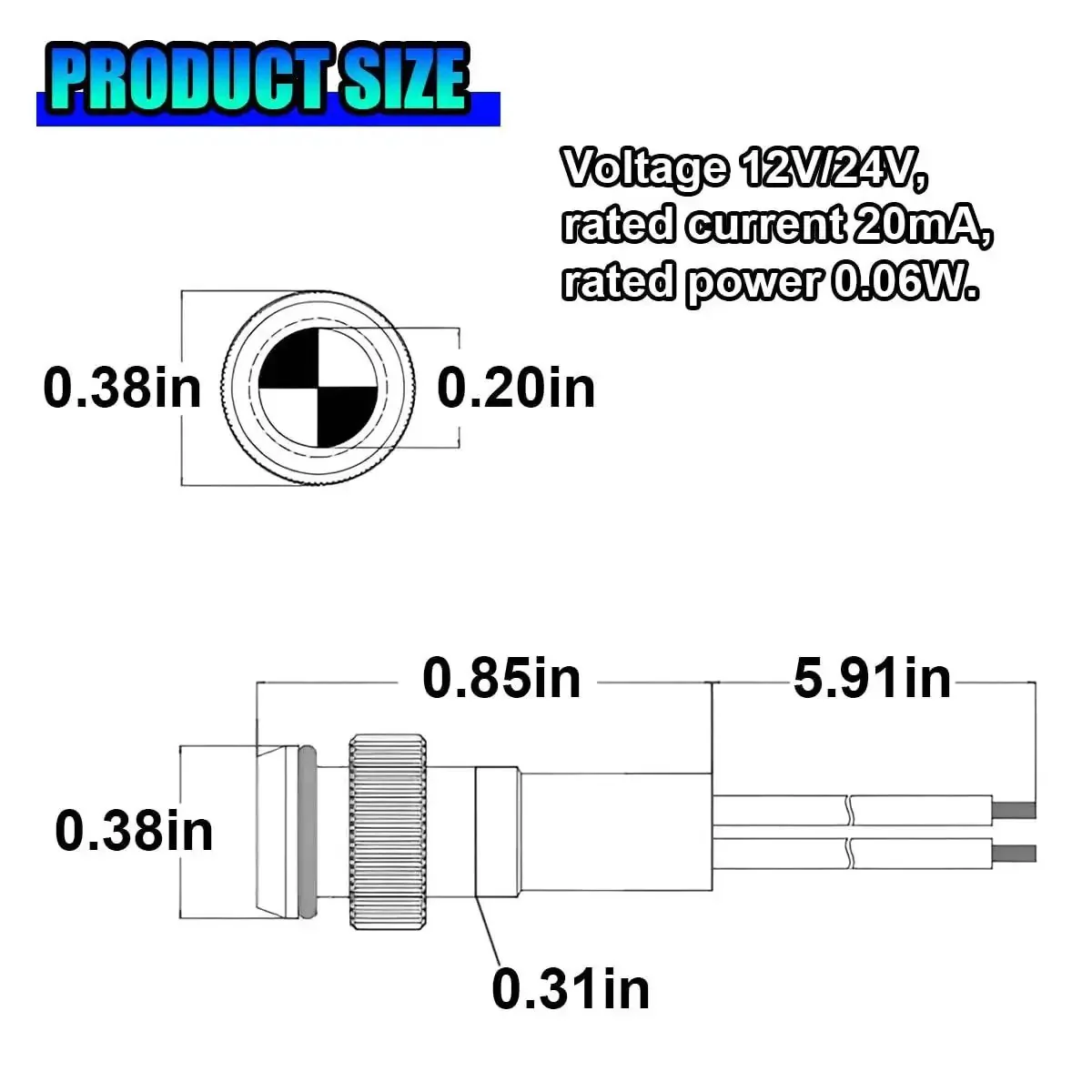 12V/24V Waterproof LED Indicator Light With 8mm Mount Metal Shell Panel Dash Light For Cars Trucks Boats Signal Pilot Lamp With Wire Green Indicator Easy Install - Image 6