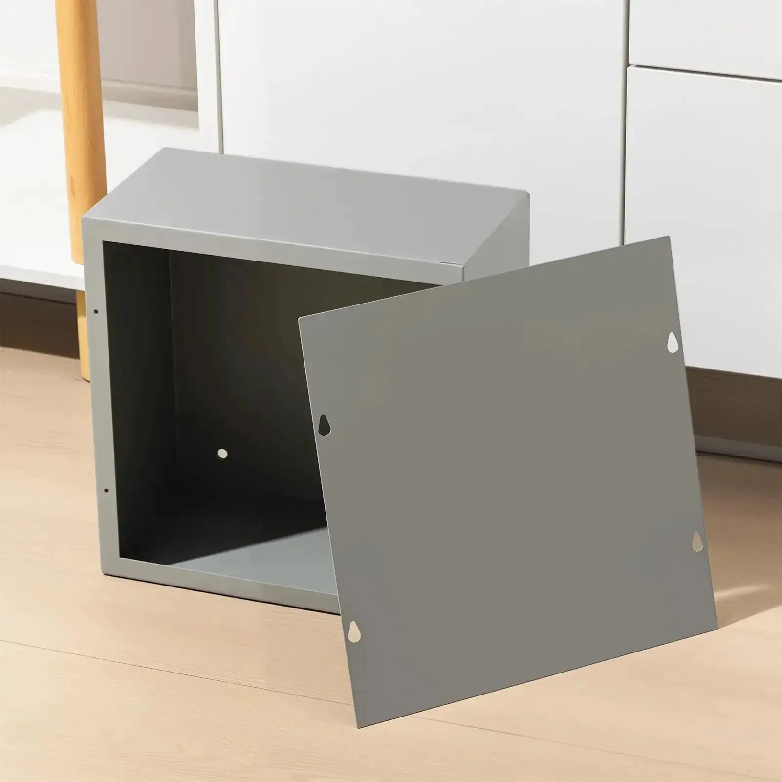 12x12x6 Inch Beefy Steel Electrical Enclosure Pull Box With Screw Cover, Wall Mount, Outdoor Watertight Junction Box Painted Gray, No Knockouts For Conduit Wiring - Image 2