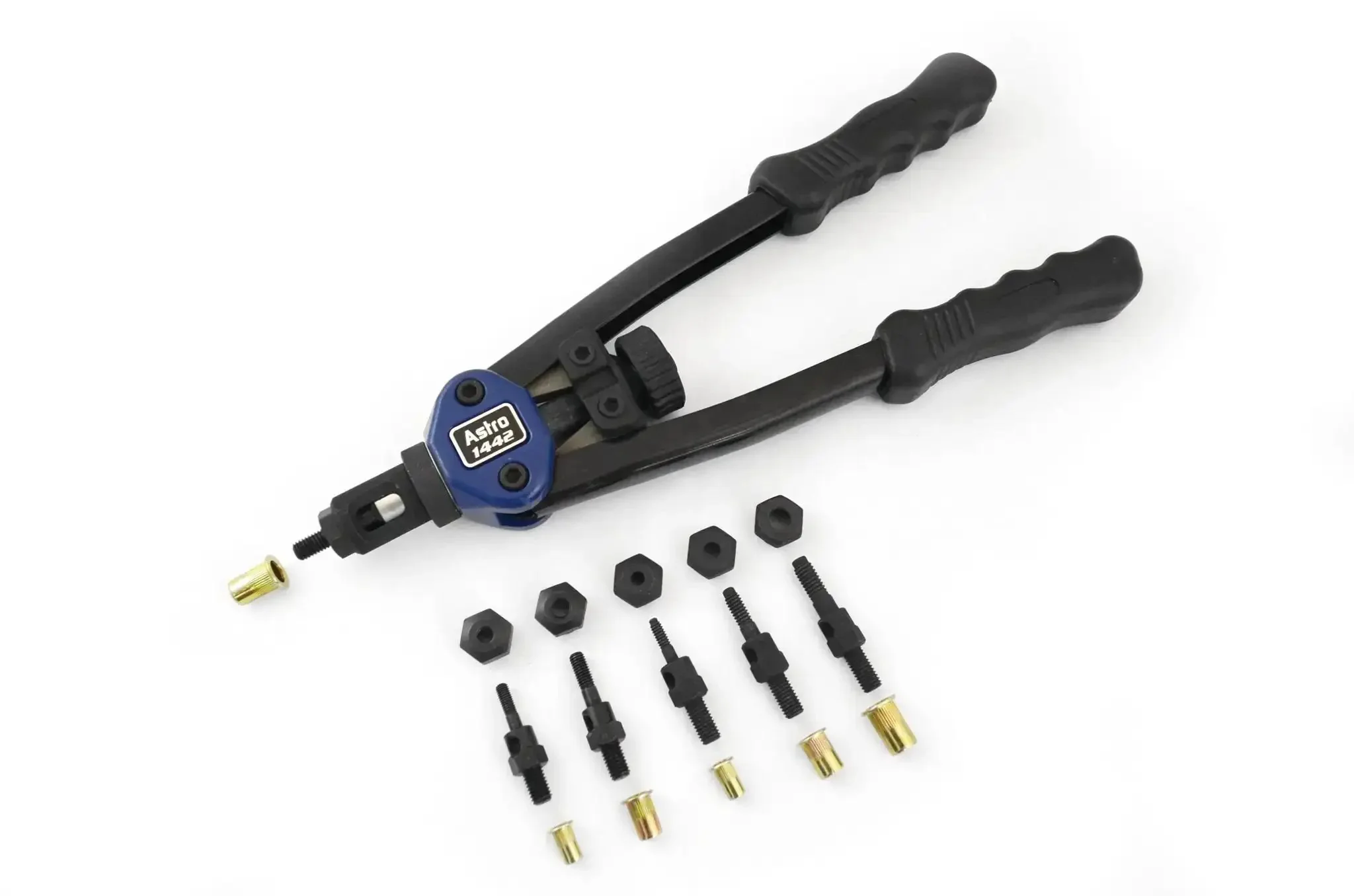 13-Inch Nut And Thread Hand Riveter Kit With Toolless Quick-Change Head Spring Loaded Inner Hex Sleeve And Easy Mandrel And Nose Piece Swapping For Quick Setup No Disassembly Necessary - Image 5