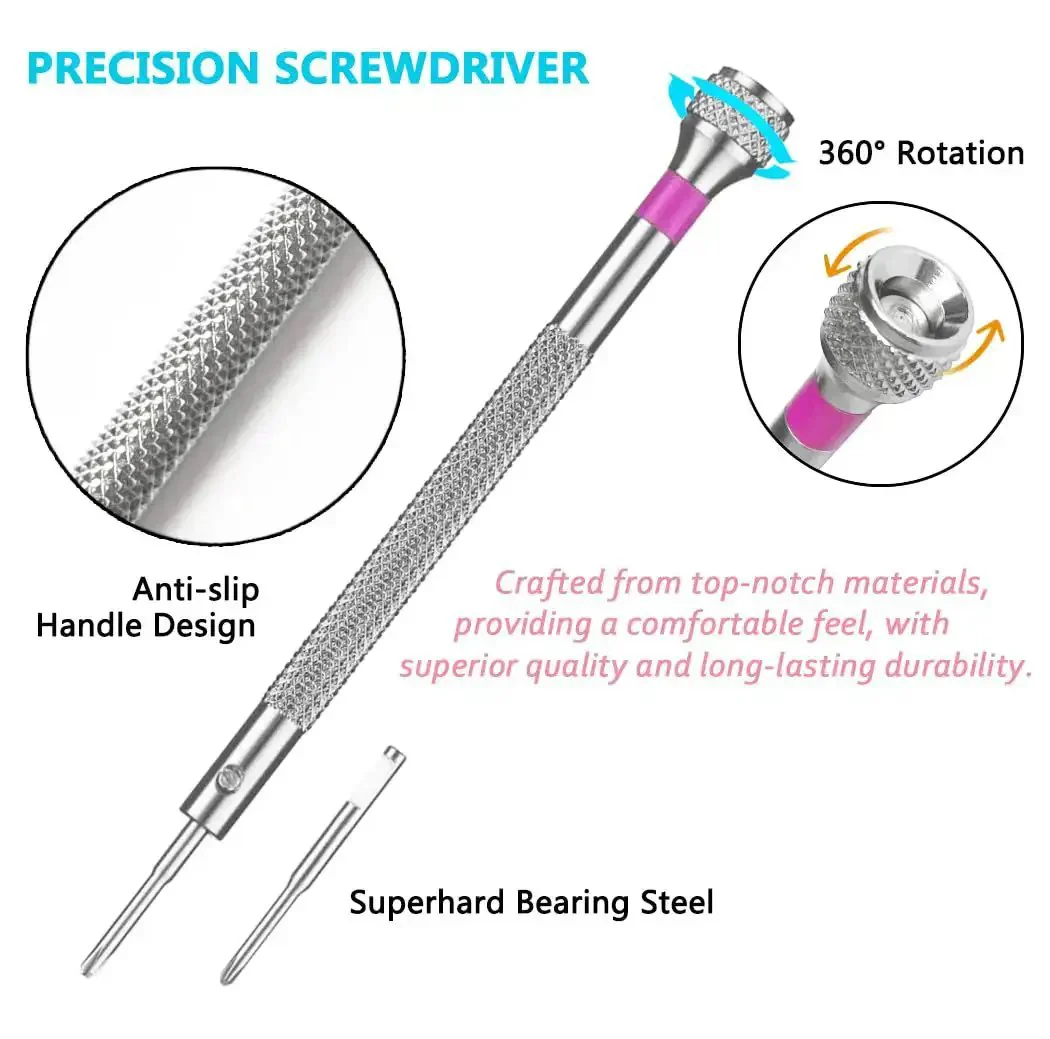 13 Piece Professional Watch Screwdriver Set With Micro Precision Bits For Eyeglasses, Jewelry, Computer And Phone Repair, Includes Flathead And Phillips Tips Ranging From 0.6mm To 2.0mm, Small But Mighty Tool Kit - Image 6