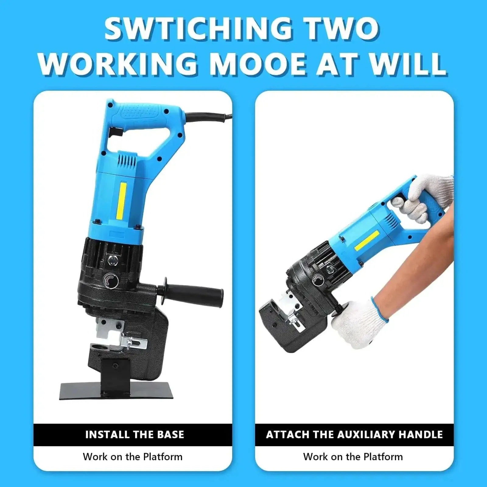 1300W Electric Hydraulic Hole Puncher For Metal And Steel Plates 110V 50Hz 10T Output Punch Tool Heavy Duty Beefy Workhorse Punching Machine For Iron Copper Aluminum Plate Work - Image 4