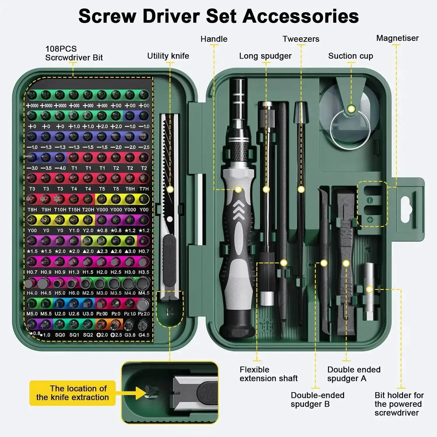 132 In 1 Mini Precision Screwdriver Set With Color Coded Bits Magnetic Tool Kit Built In Magnetizer Storage Case 108 Bits For IPhone Mac IPad Tablets For Quick Repairs On Phones And Tablets With A Durable Storage Box - Image 5