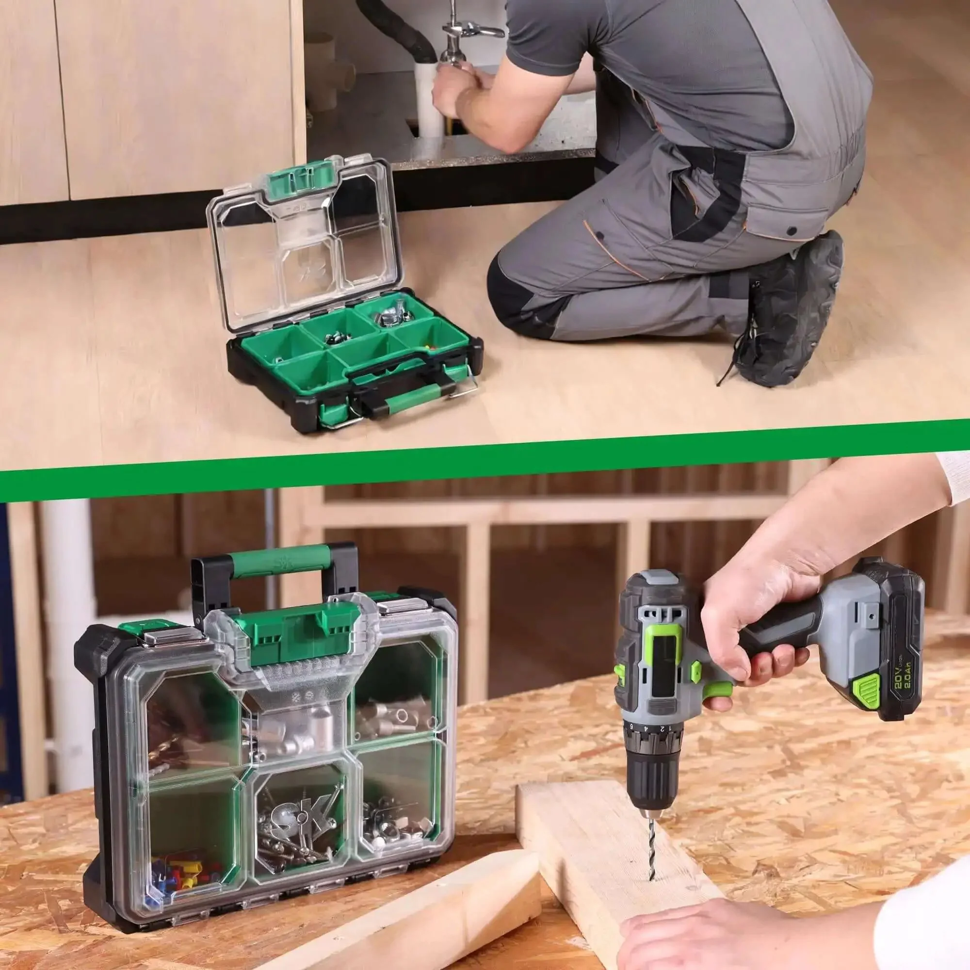 13.5 Inch Small Parts Organizer Box With Stackable Design, 7 Compartments And Removable Dividers, Clear Lid, IP65 Waterproof And Tough-As-Nails Impact-Resistant Case For Your Small Tools And Gear - Image 2