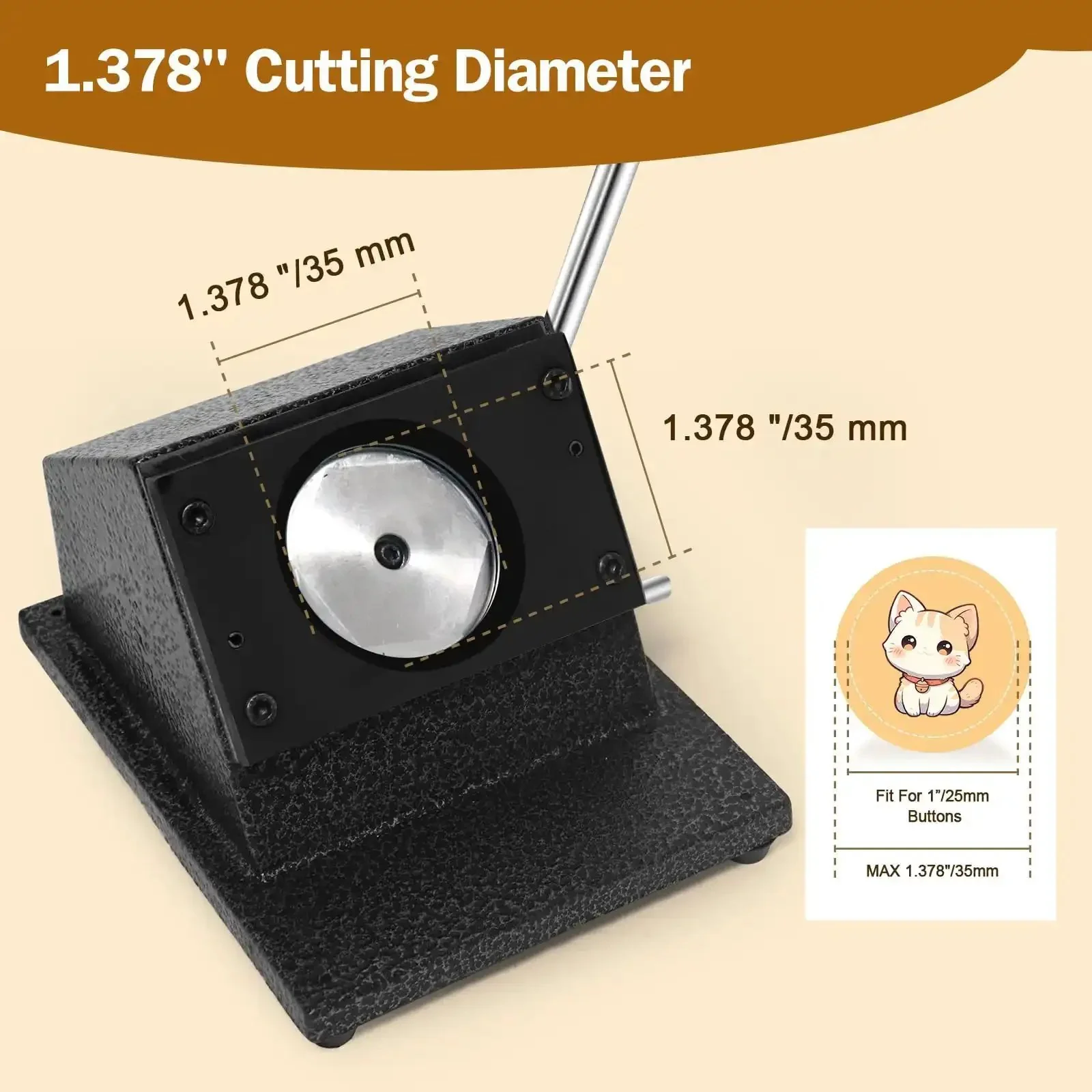 1.38 Inch Circle Paper Punch For Button Making, 35mm Die Cutter, Round Paper Cutter For 1 Inch Button Molds, Circle Cutter For DIY Badges, Craft Projects And Button Makin' - Image 4
