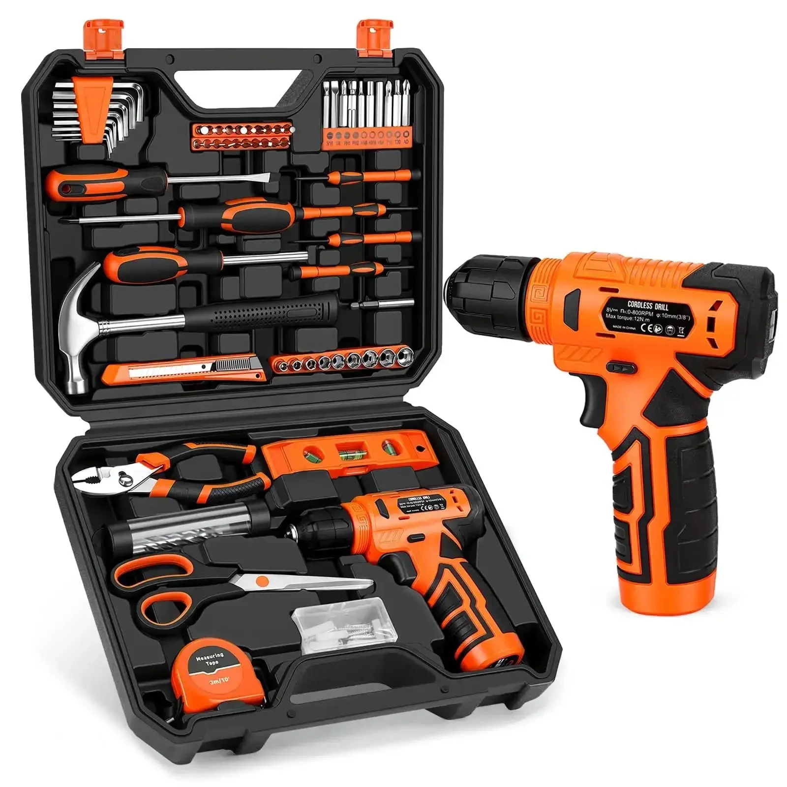 139 Piece Tool Set With 8V Cordless Drill Driver In Sturdy Toolbox Case Must Have Home Repair Kit For DIY Projects Handyman Ready General Household Tools For Quick Fixes And Projects