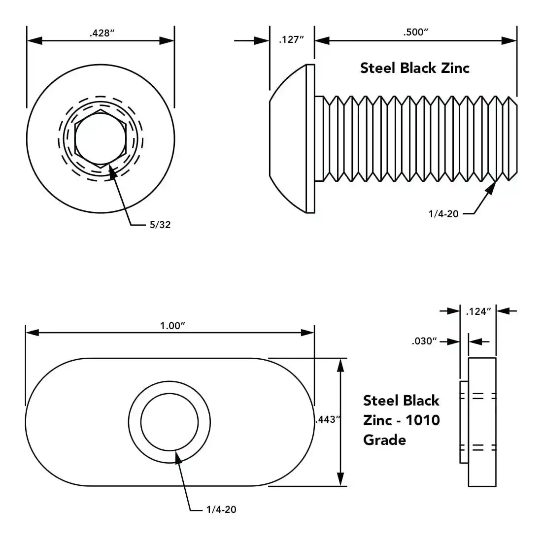 1/4-20 Button Head Socket Cap Screws 1/2 Inch Long With Slide-In Economy T-Nuts Steel Hardware In Black Zinc Finish For T-Slot Mounting Of Brackets And Plates 25 Pack - Image 7