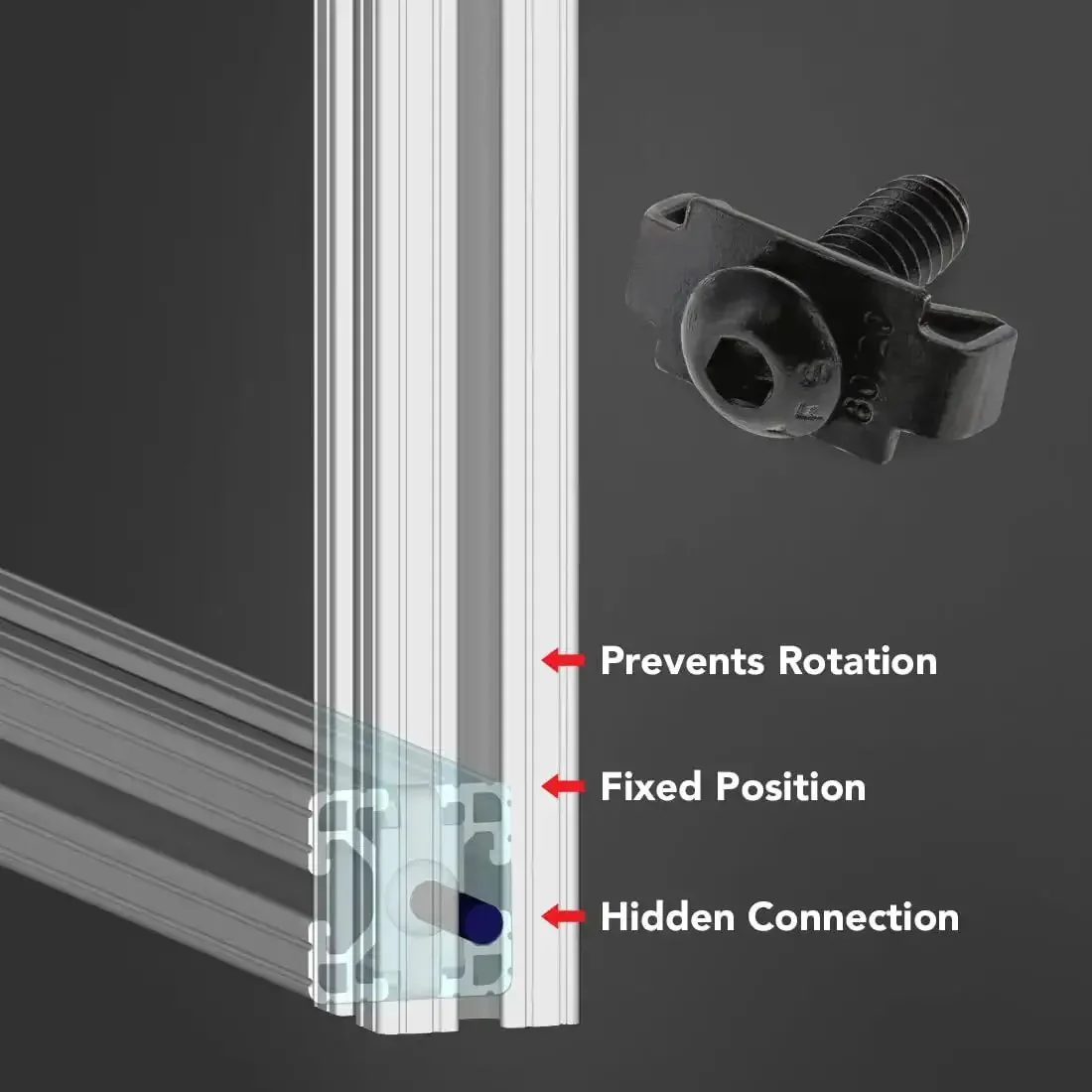 1/4-20 End Fastener And Screw Hardware Combo For Aluminum Extrusion T Slot 90 Degree Joint Connector Kit With Button Head Bolt And Double Wing Clip Hidden Mounting Hardware 15 Pack - Image 5