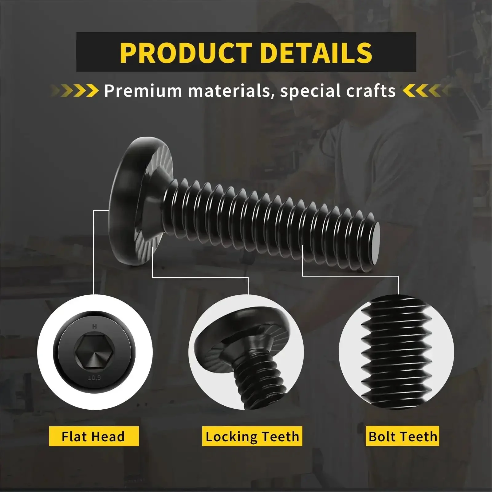 1/4-20 Inch Flat Head Hex Socket Cap Screws Bolts 3/4 Inch Long Fully Threaded 25 Pack With Electrophoretic Finish And Hex Wrench Included For Quick Heavy Duty Do It Yourself Projects And Rugged Repairs - Image 7