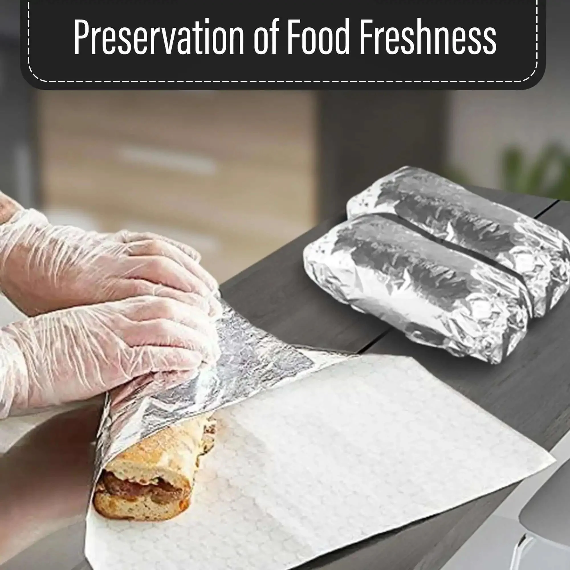 14 By 16 Inch Aluminum Foil Sandwich Wrap Sheets 100 Pack Heat Resistant Insulation Paper For Sandwiches Burritos And BBQ Keeps Food Warm Or Cold Longer Durable Kitchen Wraps For Grab And Go Meal Prep - Image 3