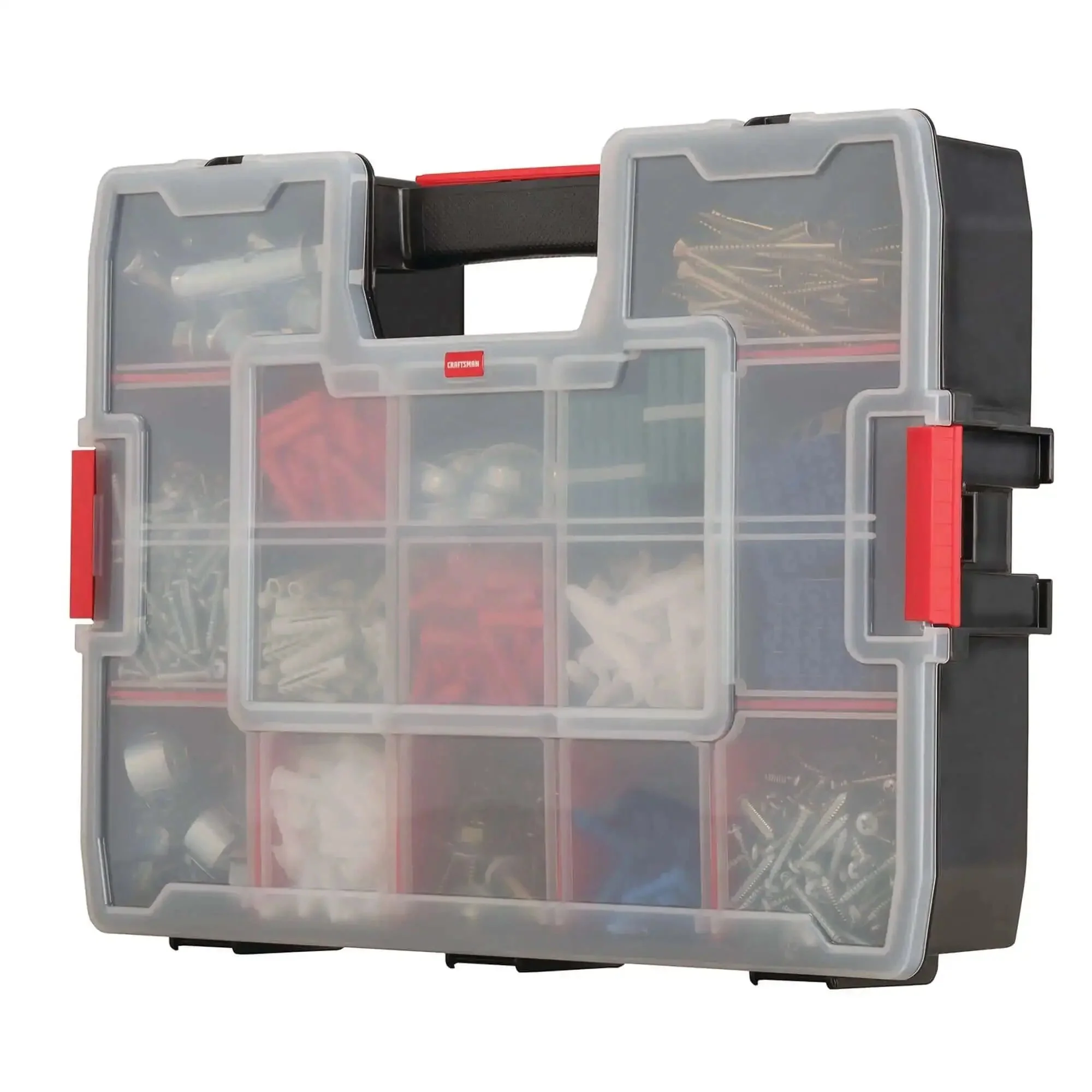 14 Compartment Storage Organizer With Removable Dividers For Customizable Small Parts And Tools Stackable With Side Latches And Interlocking Lid For Secure Transit Keeping Gear Neat Accessible And Grab And Go - Image 7