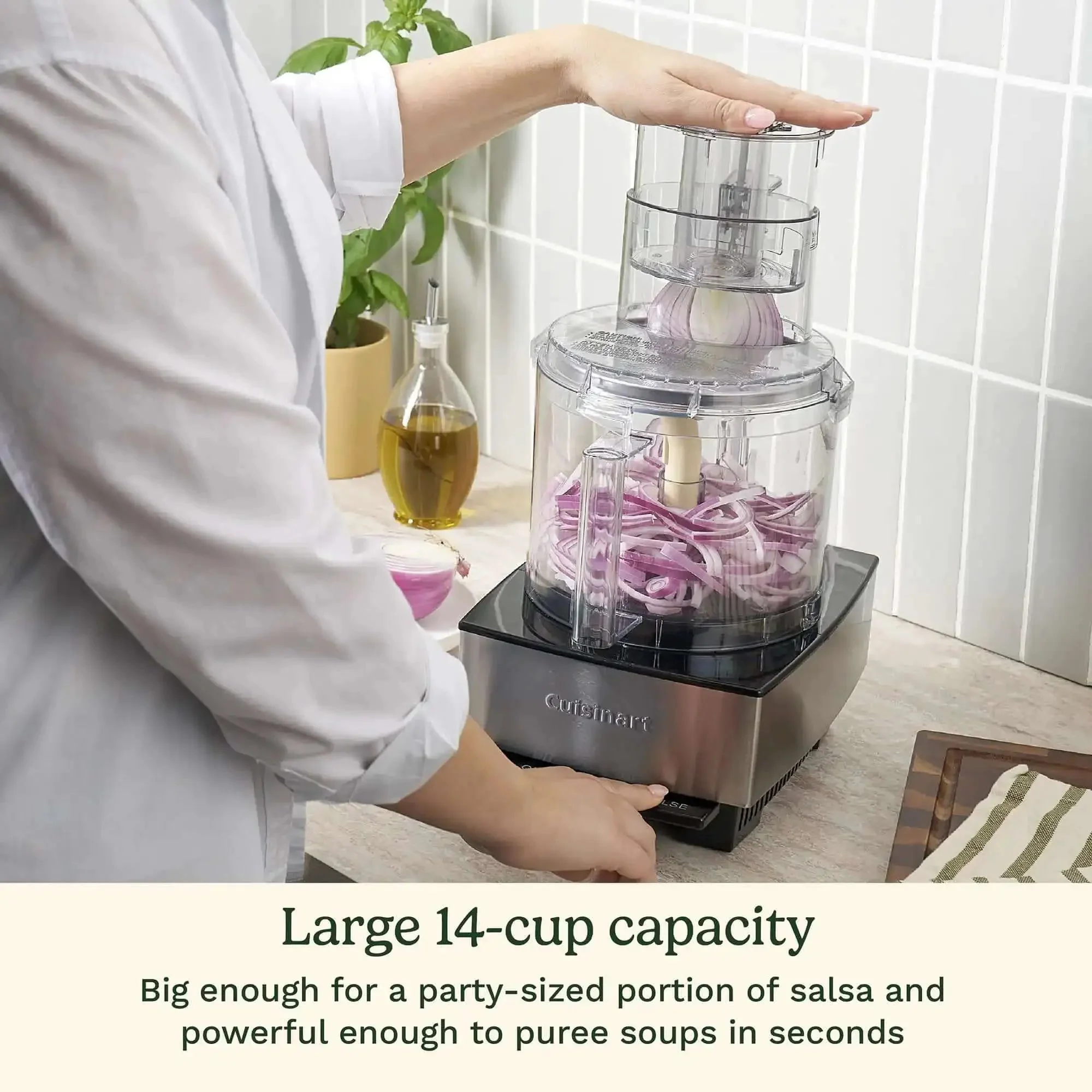 14 Cup Food Processor With 720 Watt Motor A Versatile Kitchen Powerhouse For Chopping Dicing Shredding Pureeing And Kneading Dough Stainless Steel Blades Great For Hummus Salsa Guacamole And More - Image 4