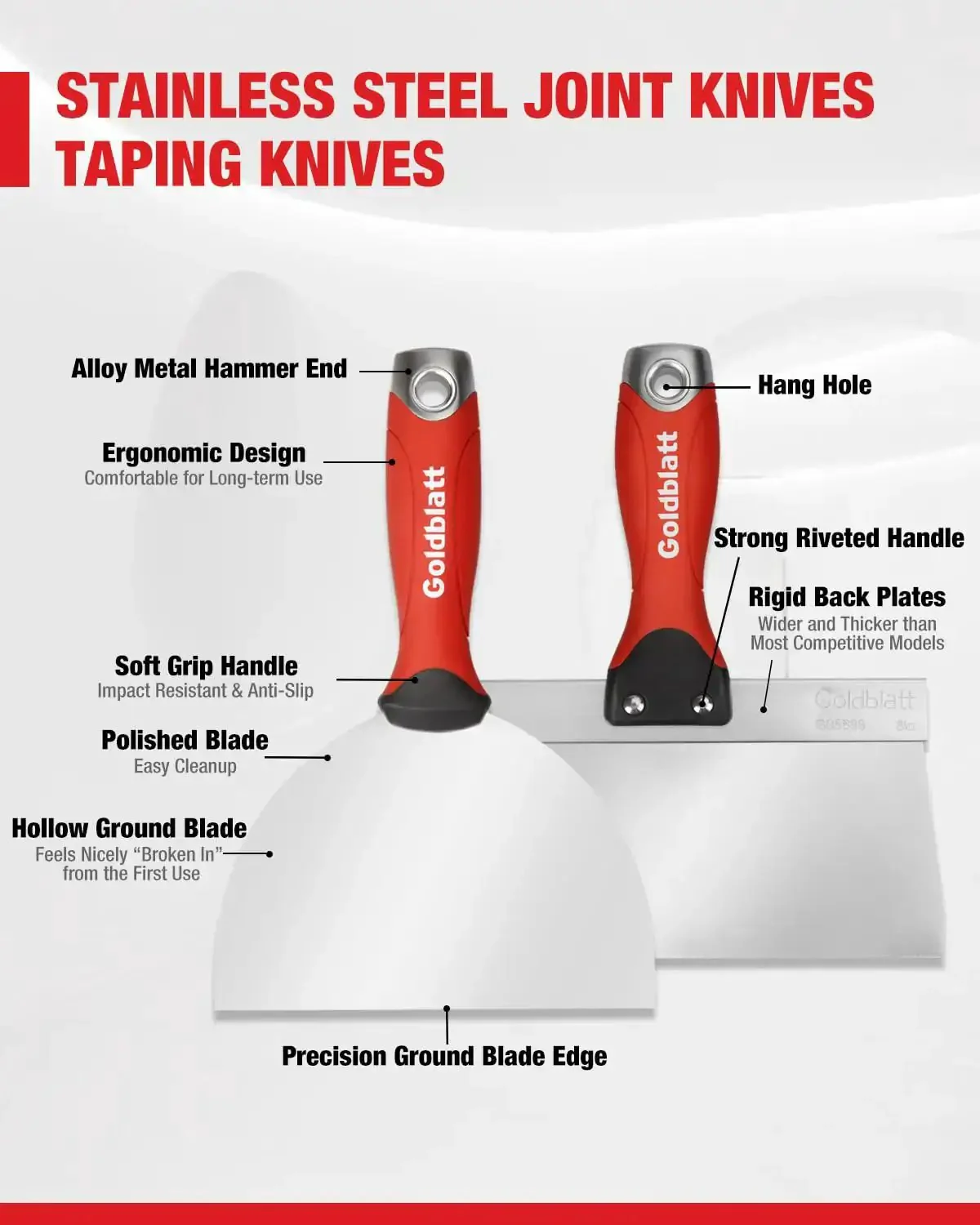 14 In 1 Painters Tool Kit For Drywall With Stainless Steel Joint Knives Taping Knives Painter Scraper Mud Pan And Utility Cutter Includes PH2 And Quarter Inch Slotted Screw Bits Bottle Opener And Mini Roller Covers - Image 5