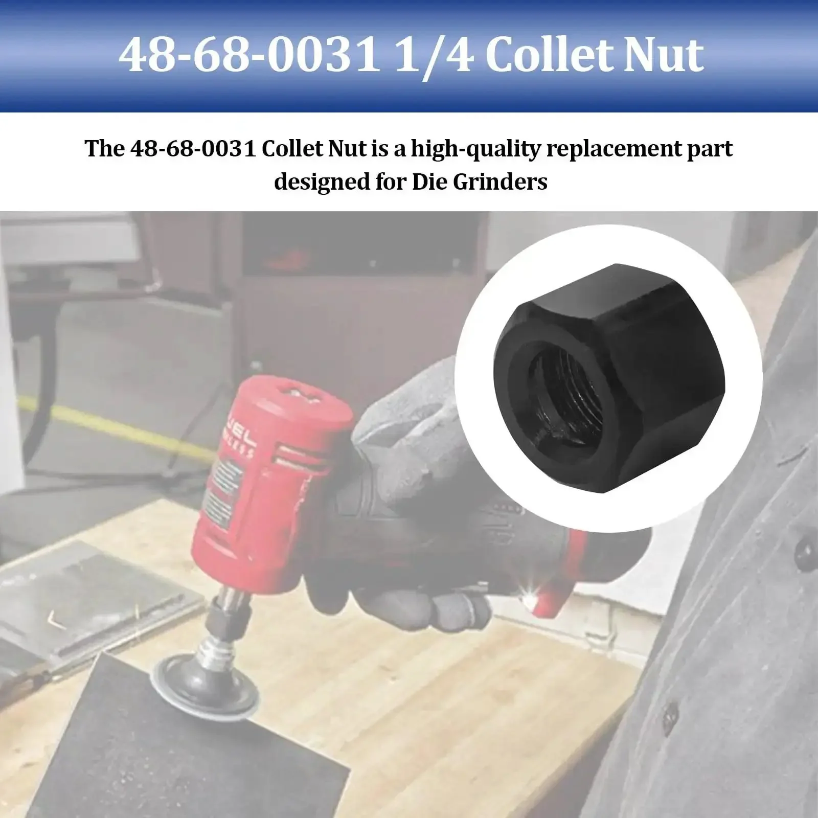 1/4 Inch Die Grinder Collet Nut Replacement Part For 2485-20 2486-20 2784-20 5192 5194 5196 Die Grinders And 2723-20 Compact Router With Beefed-Up Build Wide Locknut Surface For Secure Wrench Grip And Long Lasting Performance - Image 4