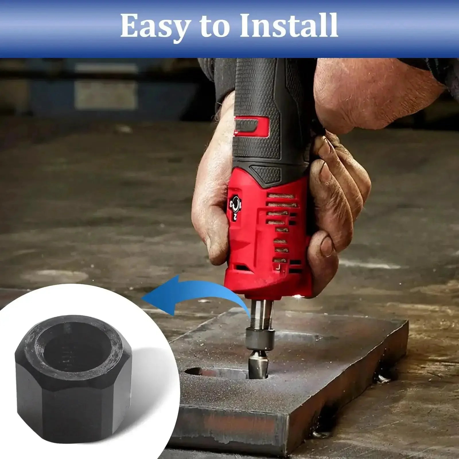 1/4 Inch Die Grinder Collet Nut Replacement Part For 2485-20 2486-20 2784-20 5192 5194 5196 Die Grinders And 2723-20 Compact Router With Beefed-Up Build Wide Locknut Surface For Secure Wrench Grip And Long Lasting Performance - Image 5