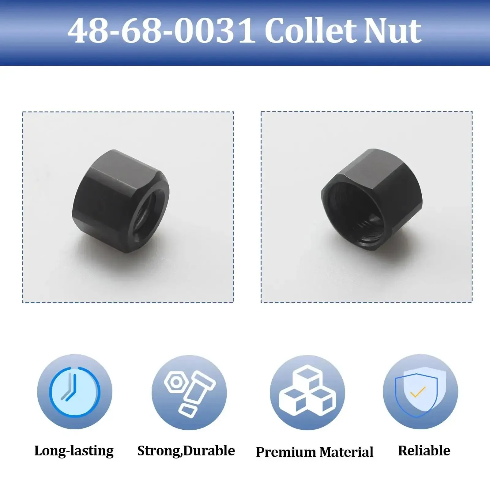 1/4 Inch Die Grinder Collet Nut Replacement Part For 2485-20 2486-20 2784-20 5192 5194 5196 Die Grinders And 2723-20 Compact Router With Beefed-Up Build Wide Locknut Surface For Secure Wrench Grip And Long Lasting Performance - Image 6