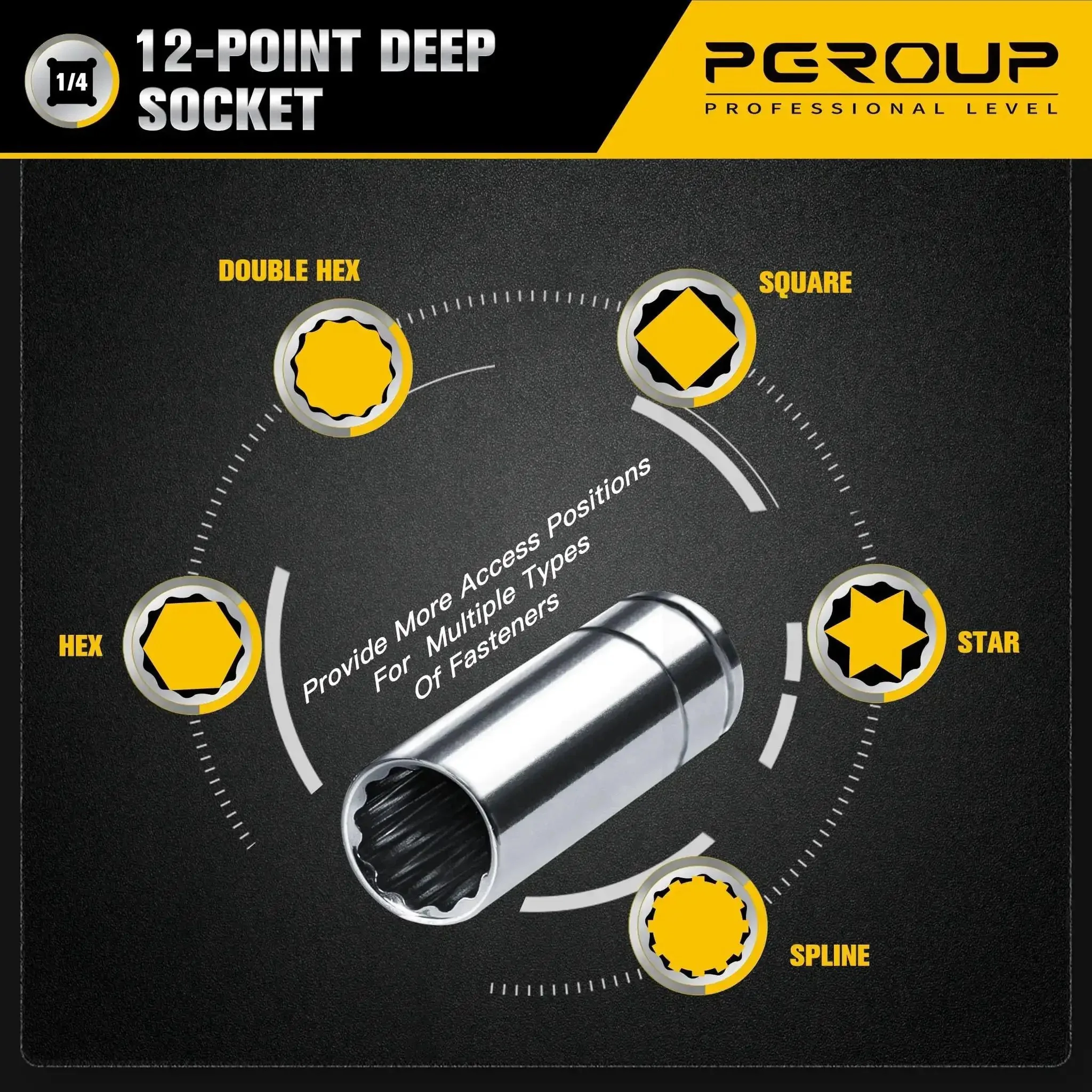 1/4 Inch Drive Deep Socket Set, 8 Piece Metric 12 Point From 6mm To 13mm, Chrome Vanadium Steel With Sturdy Holder, High Torque Grip, Durable Mechanics Tool Kit For Autos And Home Use - Image 5