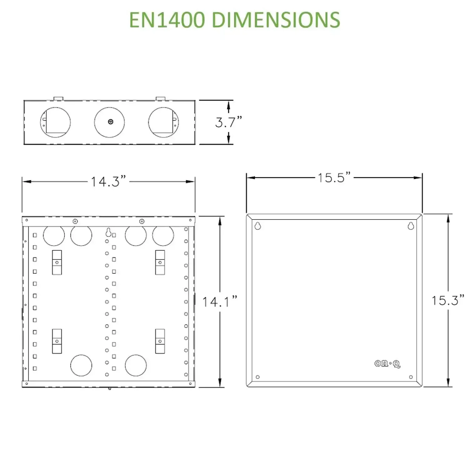 14 Inch In Wall Cable Management Media Box With 20 Gauge Steel Enclosure For Structured Wiring 2.5 Inch Wire Openings Glossy White Finish Slick Flanged Screw On Cover For Clean Drywall Look Includes Literature Pouch EN1400 - Image 4