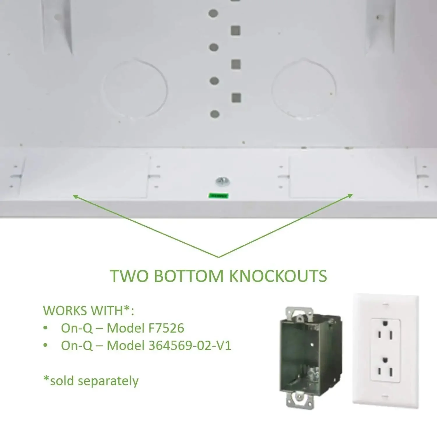 14 Inch In Wall Cable Management Media Box With 20 Gauge Steel Enclosure For Structured Wiring 2.5 Inch Wire Openings Glossy White Finish Slick Flanged Screw On Cover For Clean Drywall Look Includes Literature Pouch EN1400 - Image 7