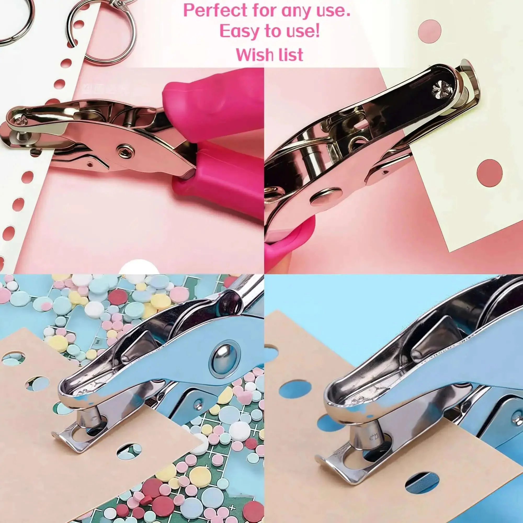 1/4 Inch Pink Handheld Circle Hole Punch For Crafting, Grab And Go Tiny Round Paper Punch For Cardstock, Tags, Laminated Cards, And Small Shapes, Portable Punch Tool For Scrapbooking And DIY Projects - Image 3