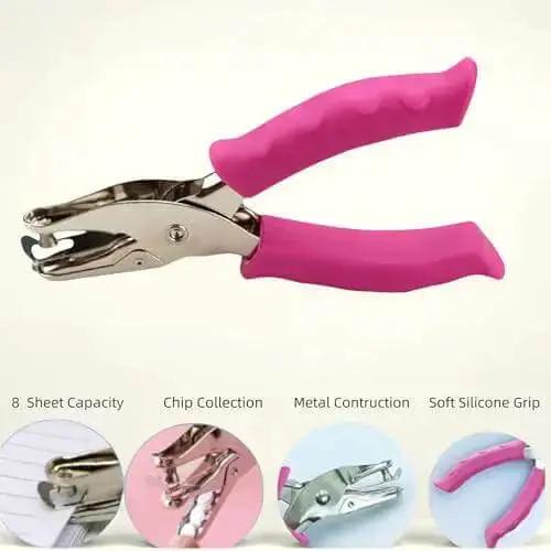 1/4 Inch Pink Handheld Circle Hole Punch For Crafting, Grab And Go Tiny Round Paper Punch For Cardstock, Tags, Laminated Cards, And Small Shapes, Portable Punch Tool For Scrapbooking And DIY Projects - Image 5