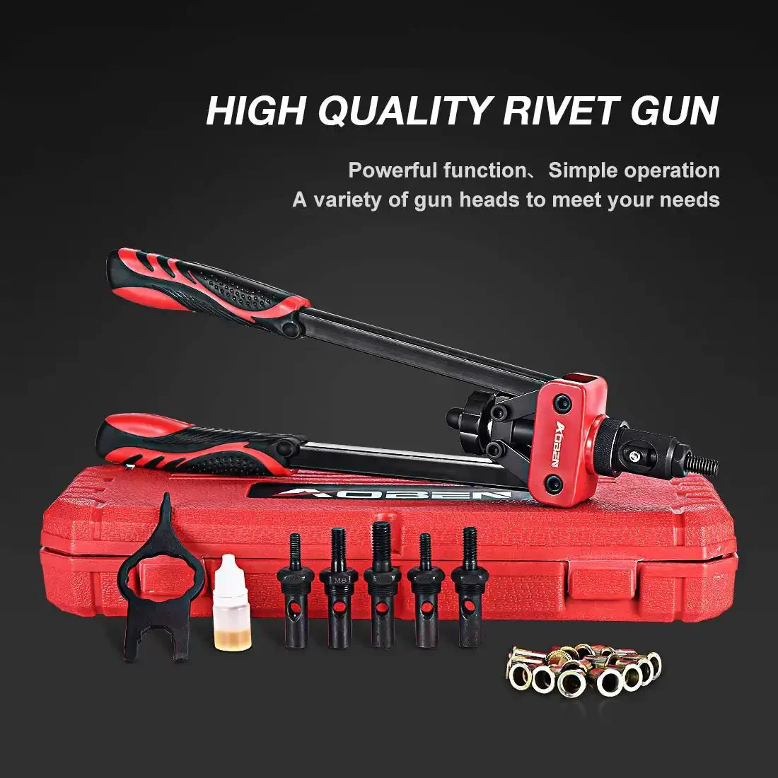14 Inch Rivet Nut Tool Set With Quick Change Head Six Interchangeable Mandrels Includes 90 Rivnuts And 2 Mandrel Lock Pins Hand Rivet Nut Setter Kit For Quick Labor Saving Compact Design And No Fuss Mandrel Changes - Image 8