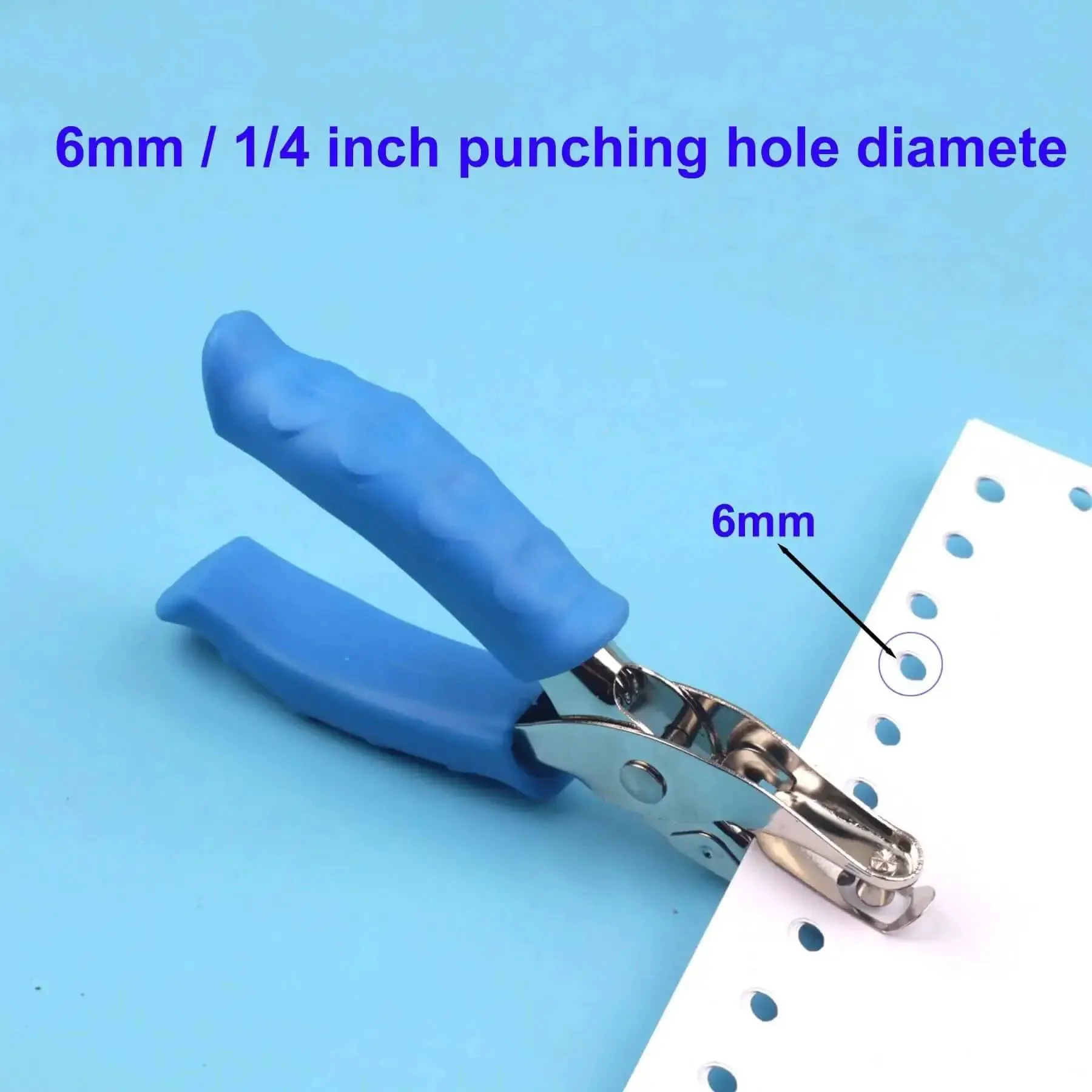 1/4 Inch Single Hole Punch Handheld Paper Punch With Soft Grip Handle, Durable Metal Construction, Easy Grip, Ideal For DIY Craft Tags, Scrapbooking, Home Office And Classroom Use, Blue - Image 6